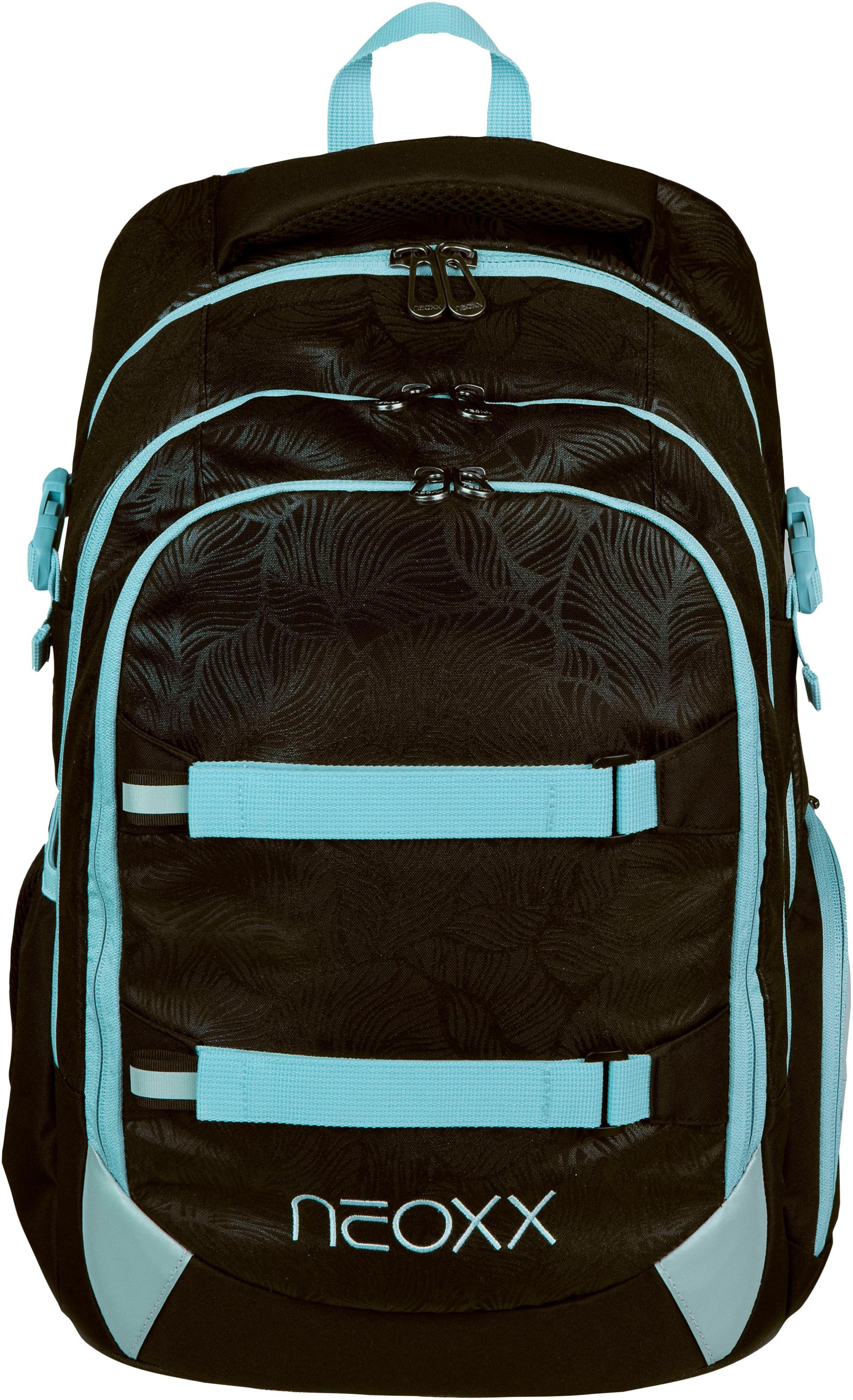 Schulrucksack NEOXX "Active Pro", Mädchen, Gr. B/H/T: 31cm x 45,5cm x 24cm, schwarz (queen of nite), Polyester, Rucksäcke Schulrucksack