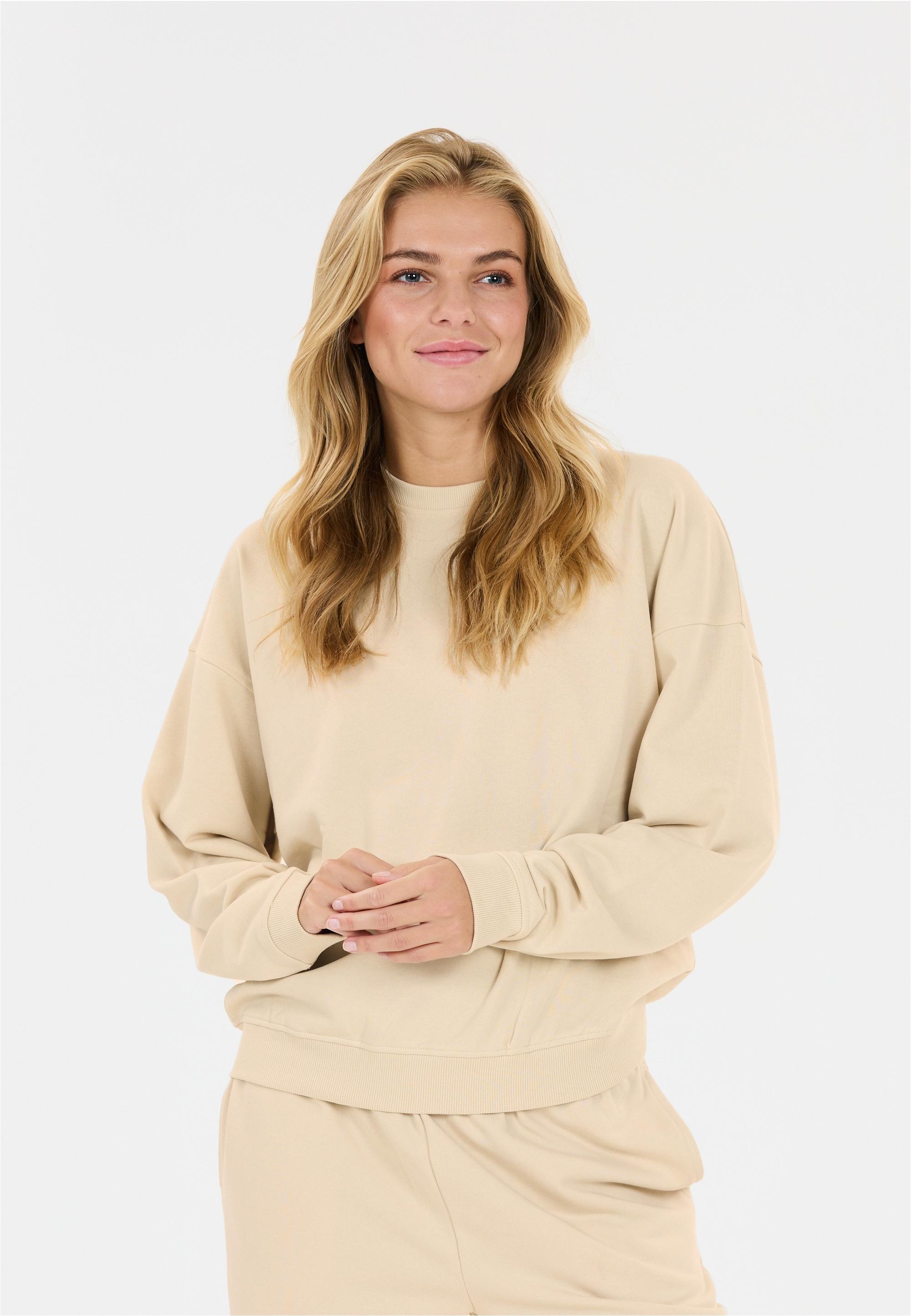 Sweatshirt Athlecia "Crecy", Damen, Gr. 46, Sand, 50% Baumwolle, 48% Polyester, 2% Elasthan, Unifarben, Normal, Rundhals, Sweatshirts Sweatshirt, Aus Super Weichem Material