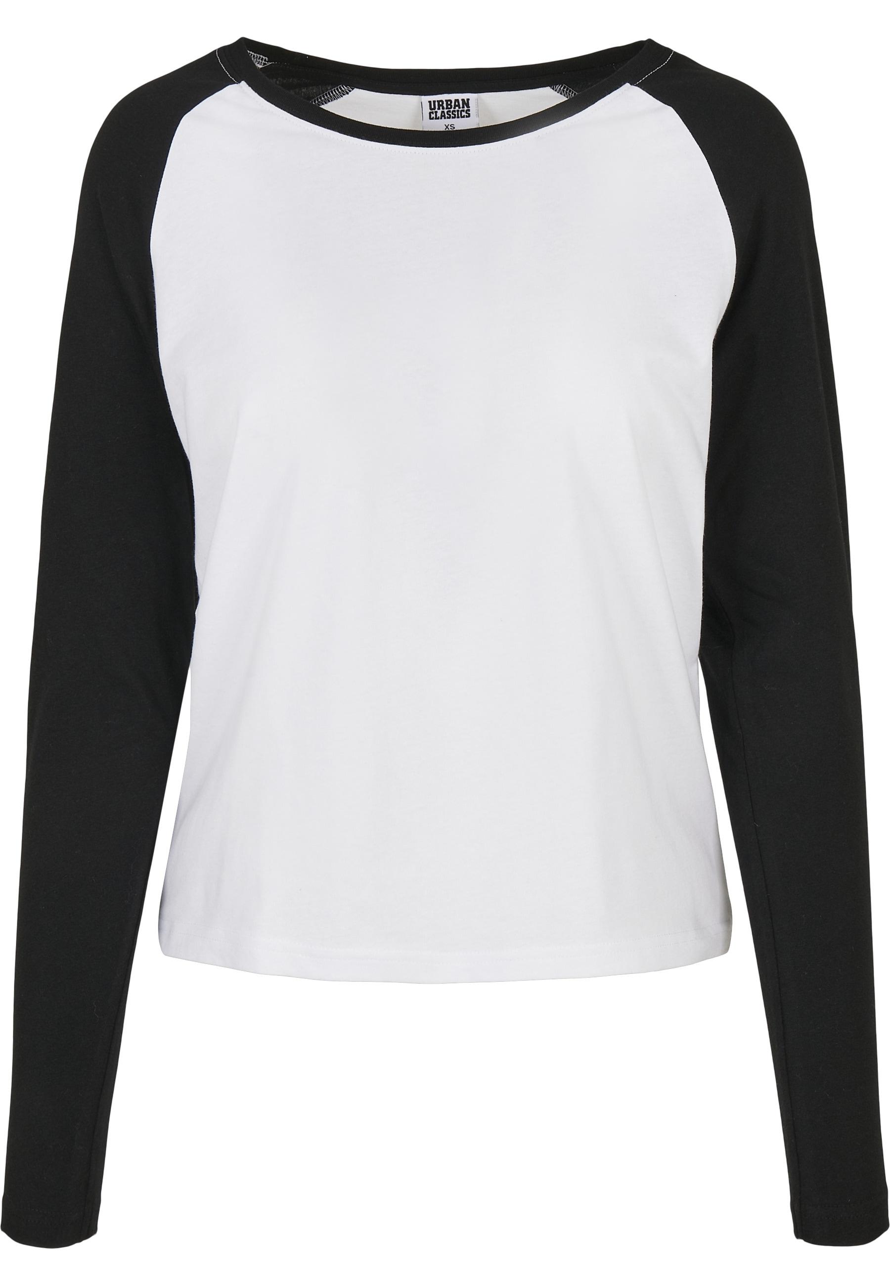 Langarmshirt Urban Classics "Urban Classics Damen Ladies Contrast Raglan Longsleeve", Damen, Gr. 4XL, Weiß, Schwarz, 60% Baumwolle, 40% Polyester, Unifarben, Normal, Rundhals, Shirts Langarmshirt