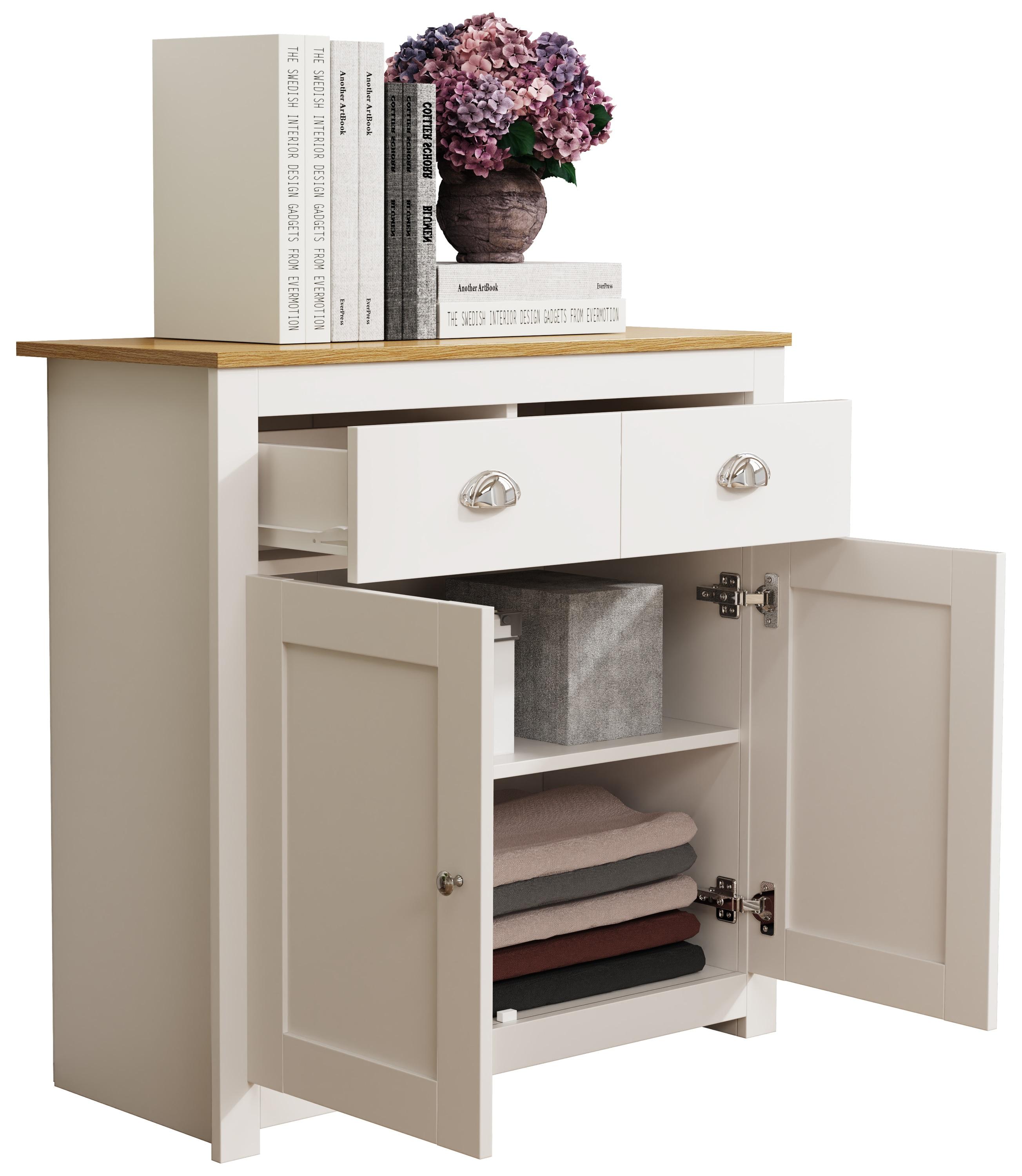 Kommode Vcm "Holz Kommode Sideboard Schublade Balusal", Weiß, B:82Cm T:35Cm, Sideboards, Kommode