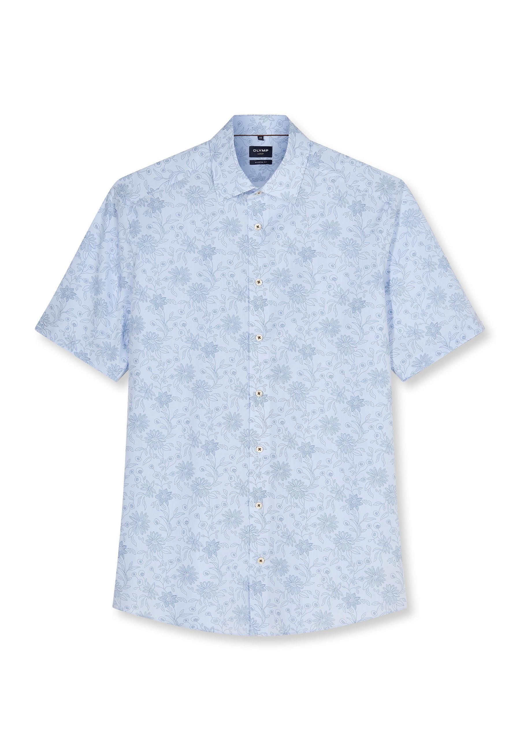Businesshemd Olymp "Olymp Luxor, Modern Fit, New Kent", Herren, Gr. 39, Normaler Arm, Bleu, 100% Baumwolle, Hemden