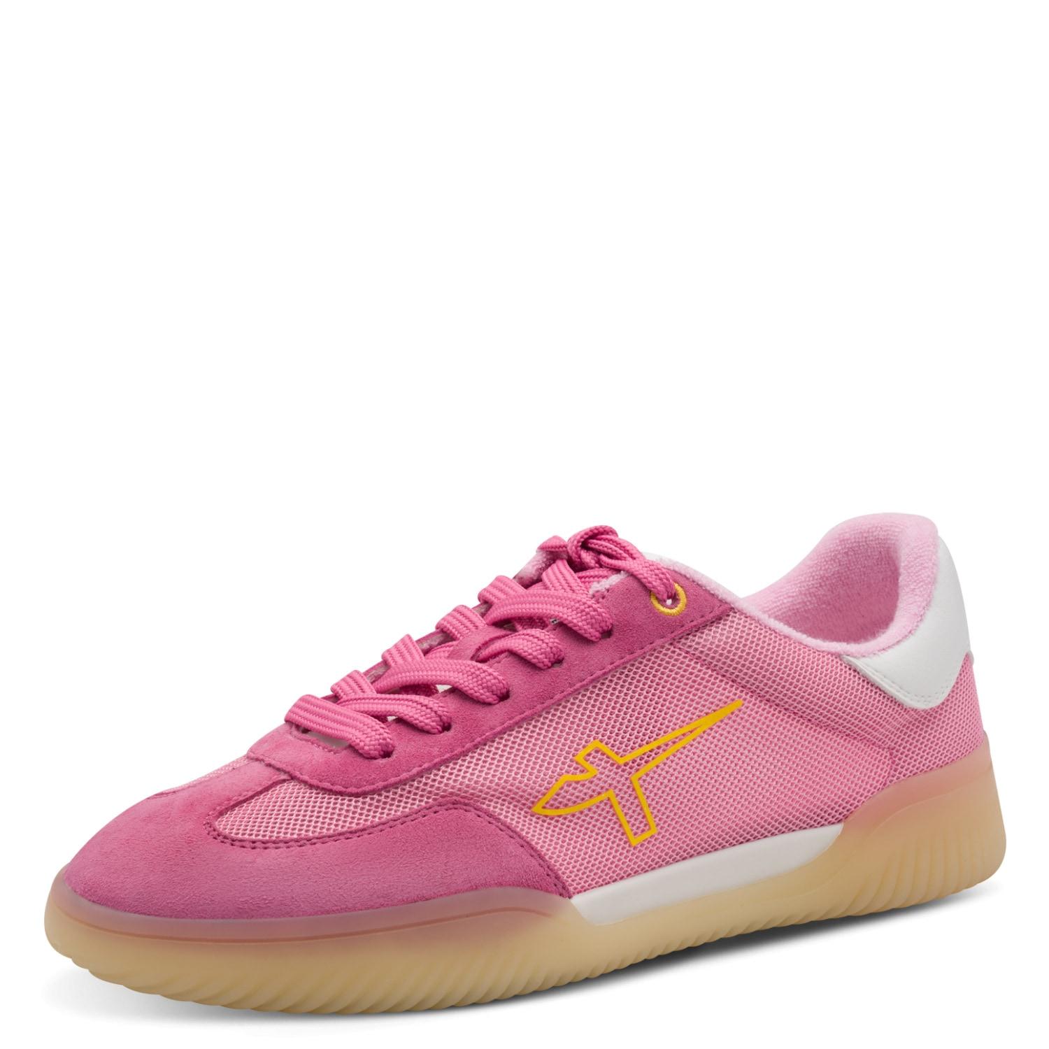 Sneaker Tamaris, Damen, Gr. 41, Pink, Lederimitat, Textil, Ziegenveloursleder, Unifarben Mit Farbeinsatz, Schuhe Sneaker, Freizeitschuh, Halbschuh, SchnüRschuh Mit Transparenter Laufsohle