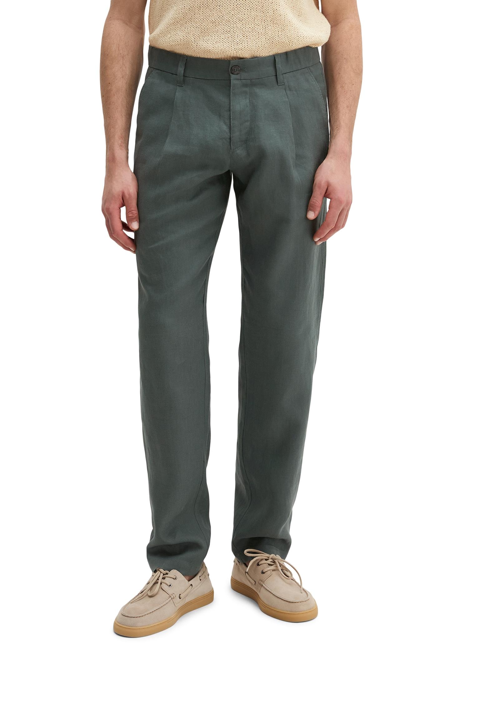 Leinenhose Marc O'polo "Osby Jogger Pleats", Herren, Gr. 36, LäNge 32, GrüN (Skipping Stone), Web, Obermaterial: 100% Leinen, Normal, Hosen