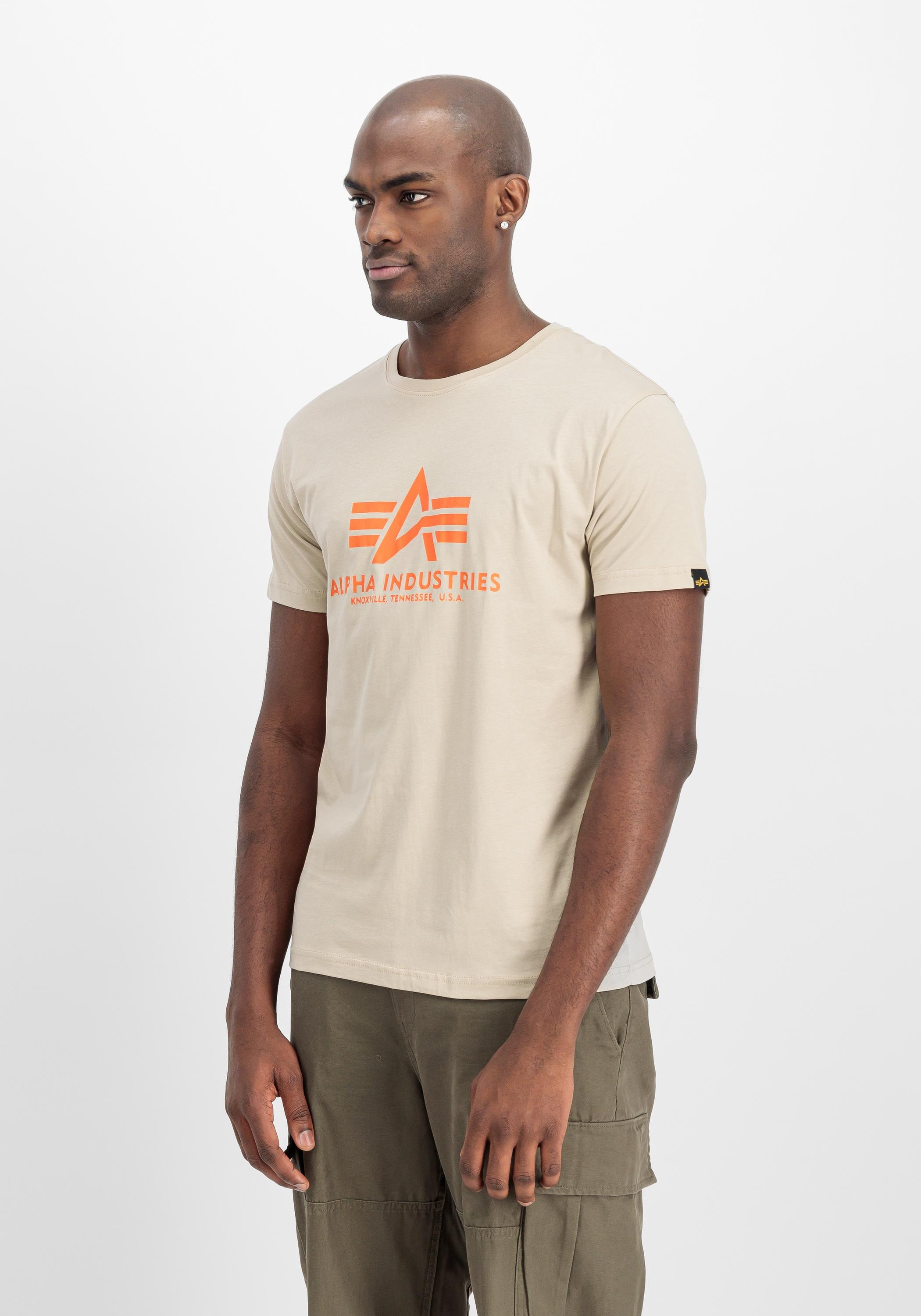 T-Shirt Alpha Industries "Basic T-Shirt Bl", Herren, Gr. L, Beige (Organic Beige), Obermaterial: 100% Baumwolle, Shirts T-Shirt