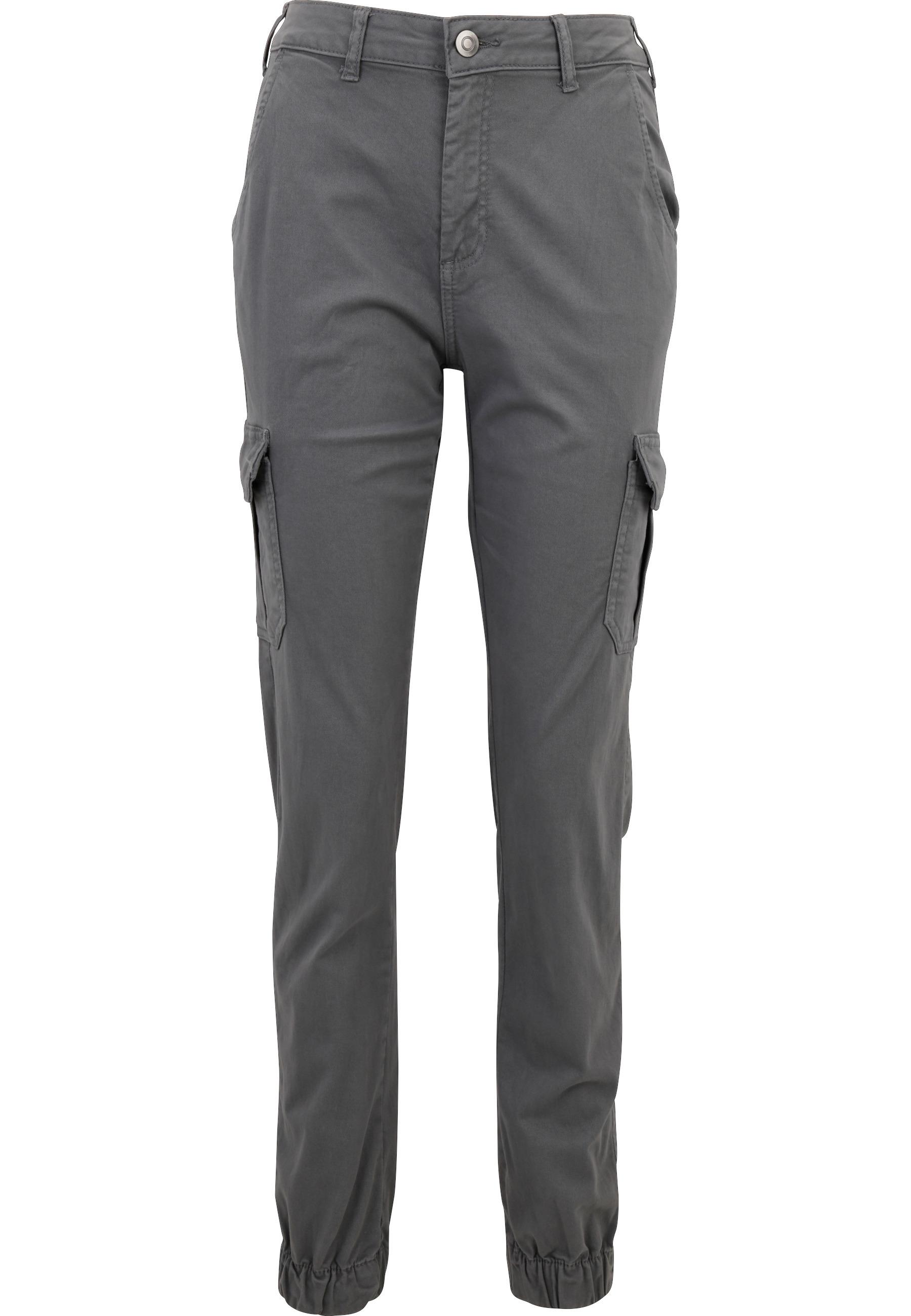 Cargohose Urban Classics "Urban Classics Damen Ladies High Waist Cargo Pants", Damen, Gr. 26, NormalgrößEn, Lightshadow, 98% Baumwolle, 2% Elasthan, Unifarben, Normal, Hosen Cargohose