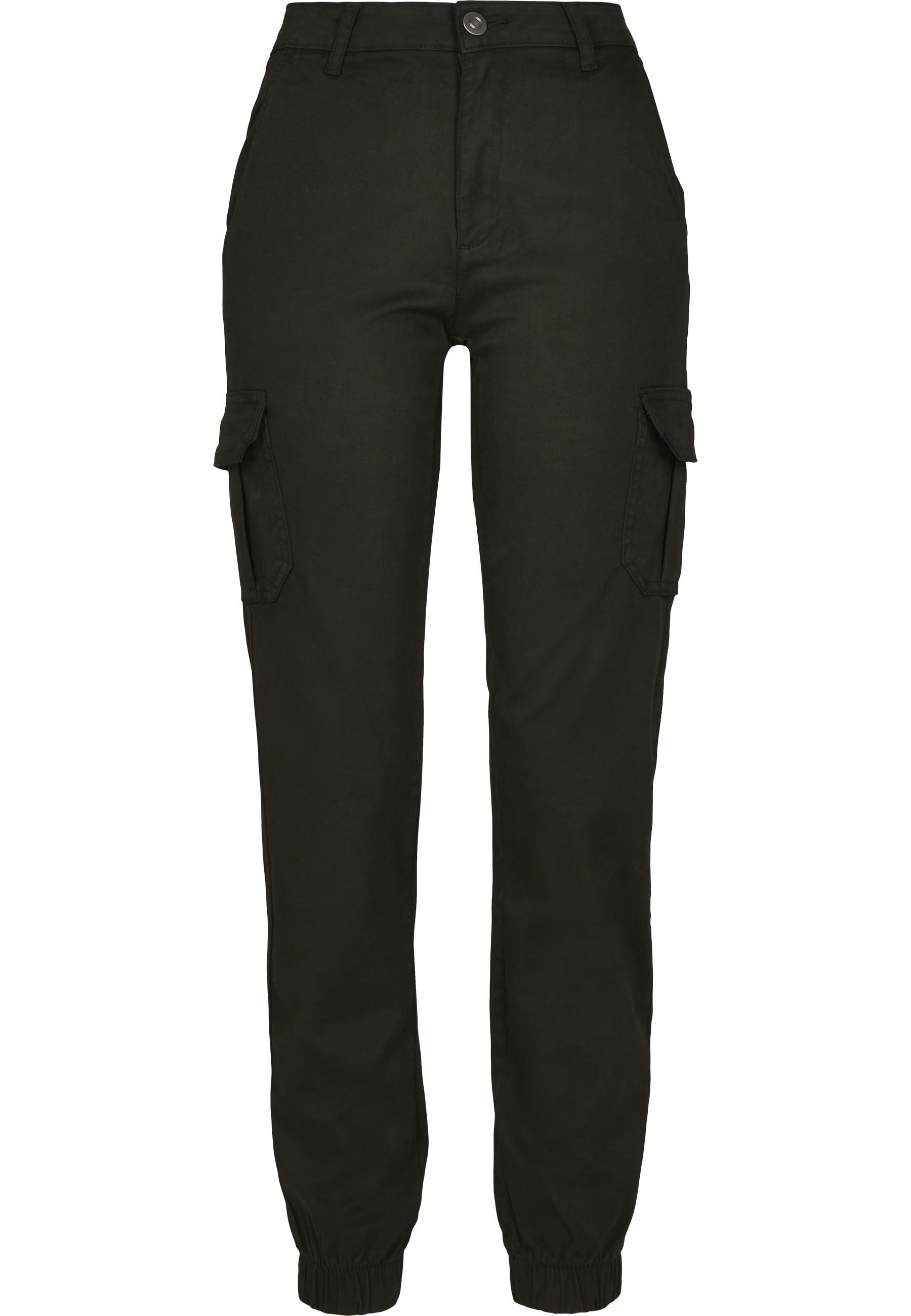 Cargohose Urban Classics "Urban Classics Damen Ladies High Waist Cargo Pants", Damen, Gr. 28, NormalgrößEn, Schwarz, 98% Baumwolle, 2% Elasthan, Unifarben, Normal, Hosen Cargohose