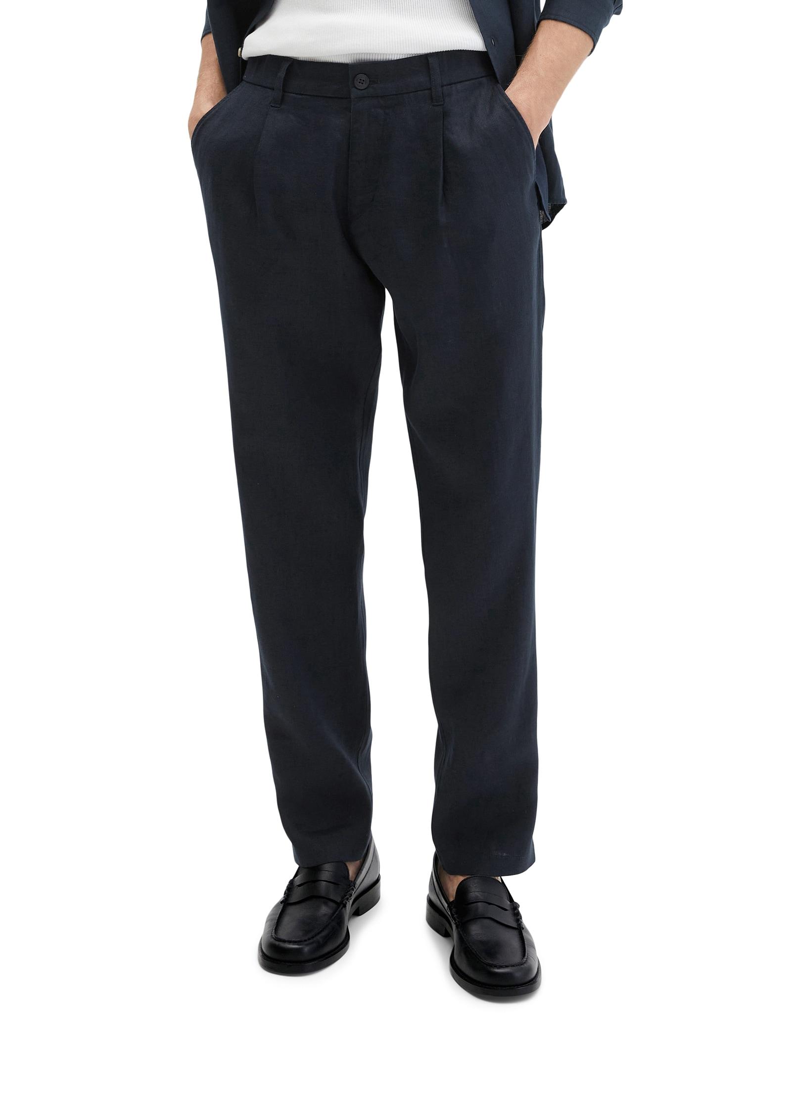 Leinenhose Marc O'Polo "Osby Jogger Pleats", Herren, Gr. 33, LäNge 32, Blau (Schwarz Navy), Web, Obermaterial: 100% Leinen, Normal, Hosen