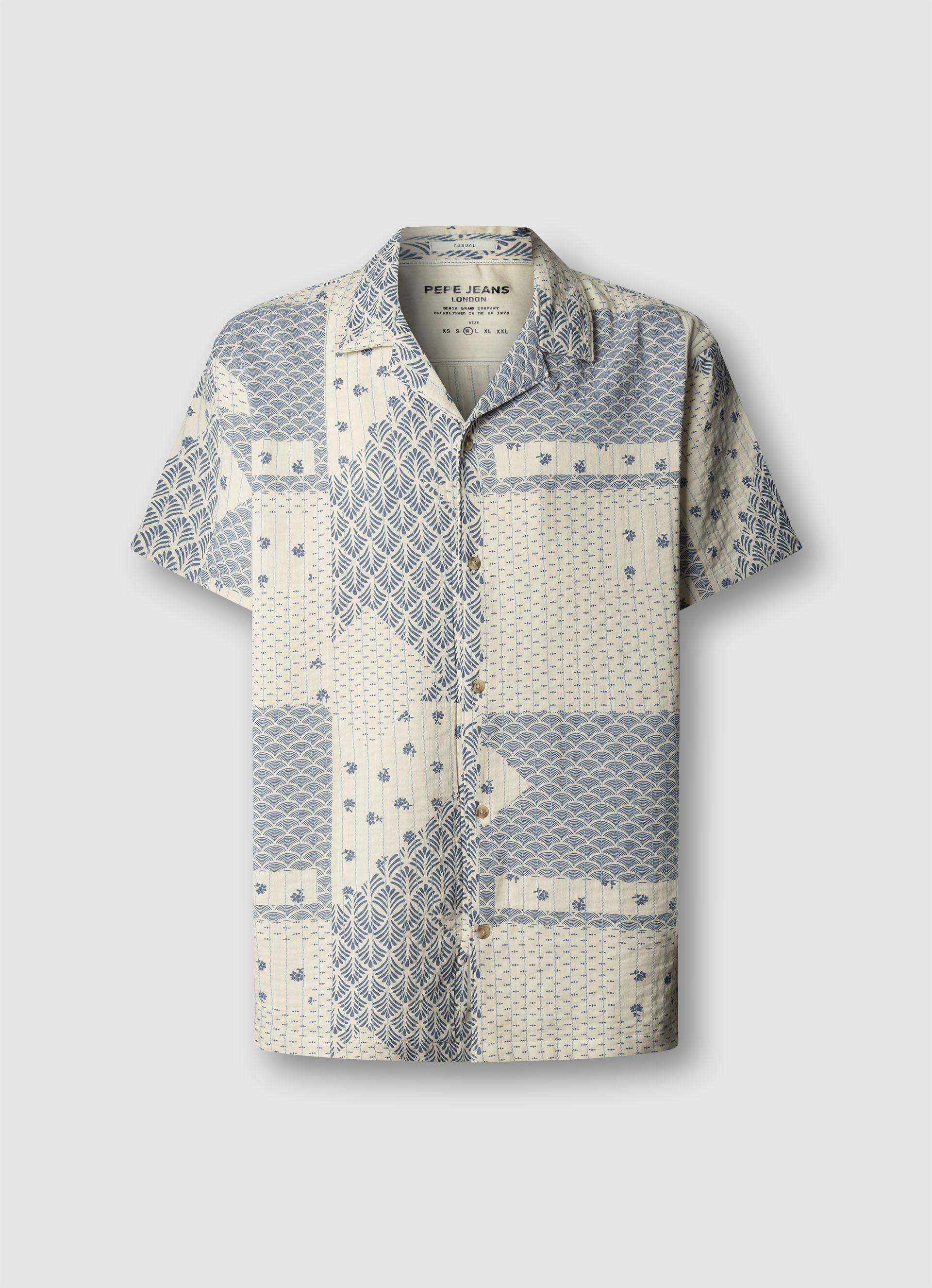 Kurzarmhemd Pepe Jeans "Pisarrot", Herren, Gr. Xl, N-Gr, Washed Navy Blau, Web, Obermaterial: 100% Baumwolle, Gemustert, Regular Fit HüFtbedeckend, Hemden, Mit Dekorativen NäHten, Gemustert