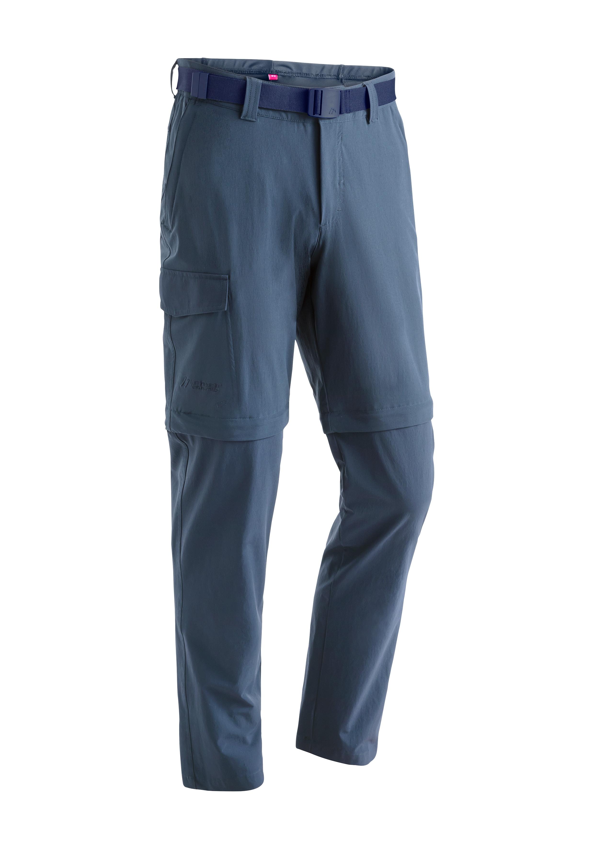 Outdoorhose MAIER SPORTS "Torid slim zip", Herren, Gr. 46, Normalgrößen, blau (jeansblau), 90% Polyamid, 10% Elasthan, Hosen Outdoorhose, Herren Zip-Off Wanderhose, atmungsaktive Trekkinghose, Slim Fit