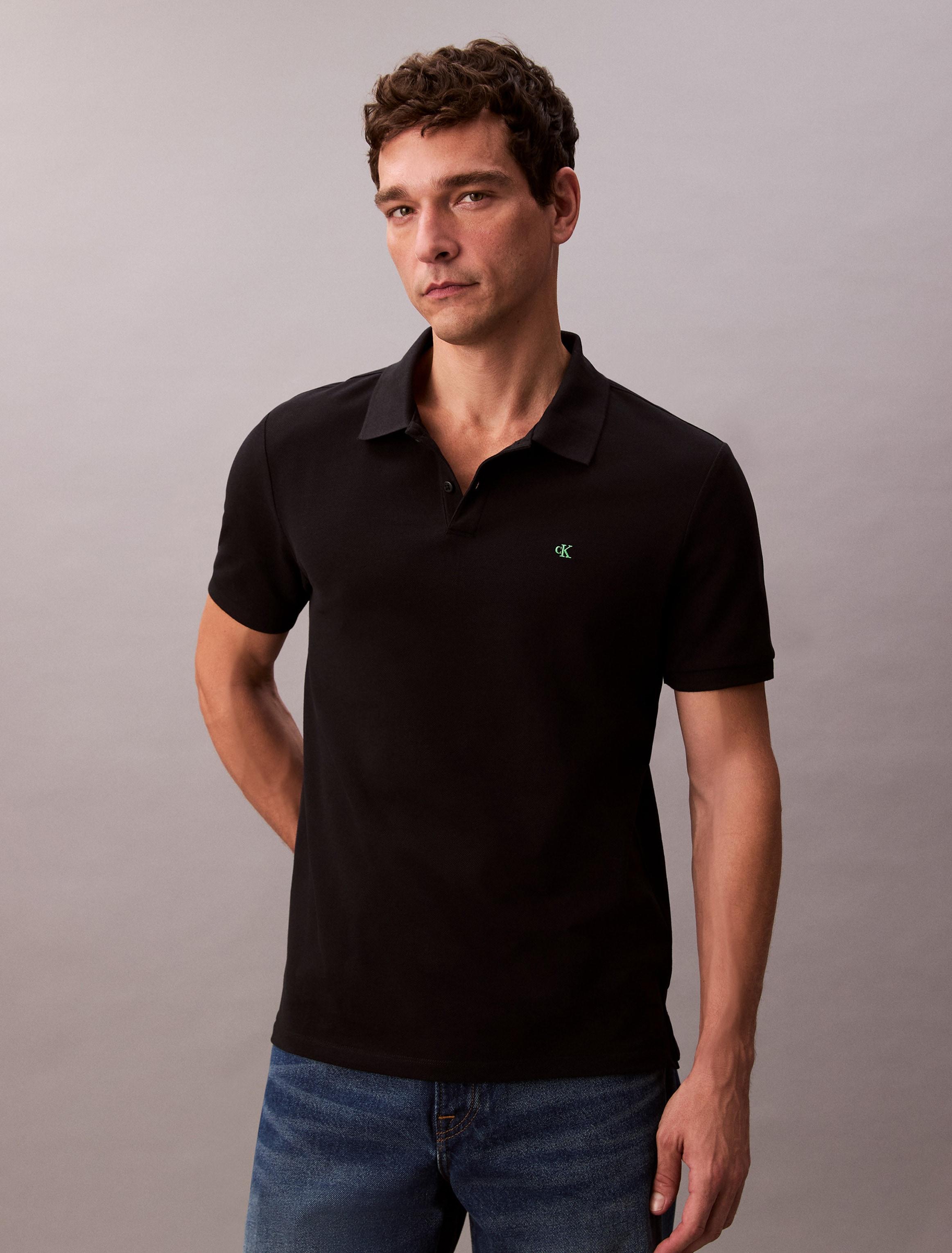 Poloshirt Calvin Klein Jeans "Ss Casual Pique Classic Polo", Herren, Gr. M, Schwarz, Jersey, Obermaterial: 100% Baumwolle, Unifarben, Regular Fit Normal, Rundhals, Eingesetzt Angesetztes BüNdchen, Shirts, Mit Rundhalsausschnitt