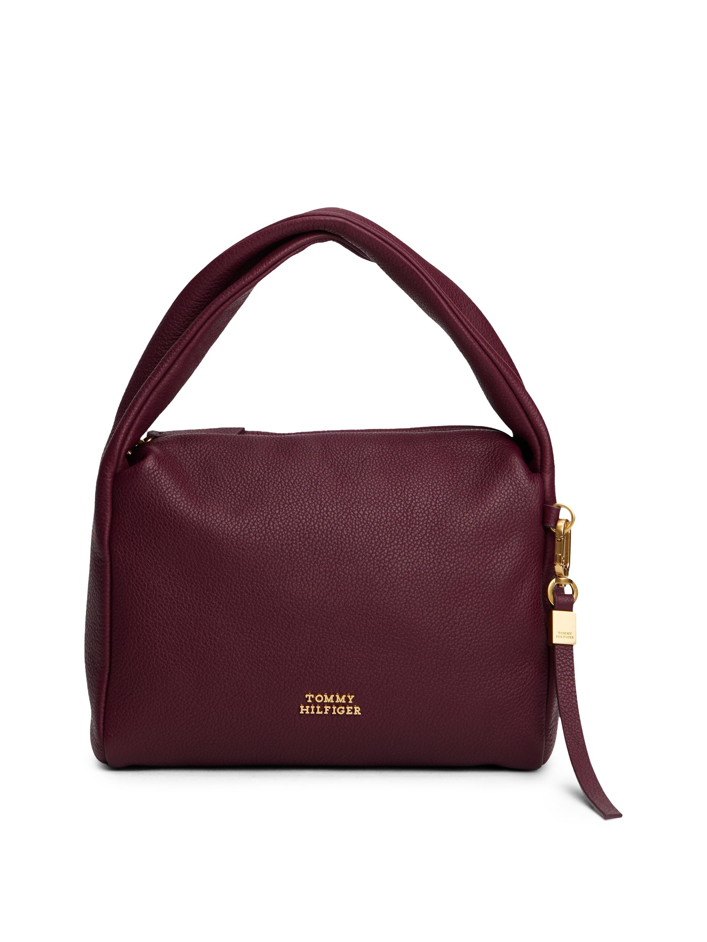Schultertasche Tommy Hilfiger "City Leather Mini Bag", Damen, Gr. B/H/T: 21Cm X 16Cm X 8Cm, Dunkelrot, Leder, Taschen Schultertasche, Damen Tragetasche, Abendtasche Mit Breitem Tragegriff