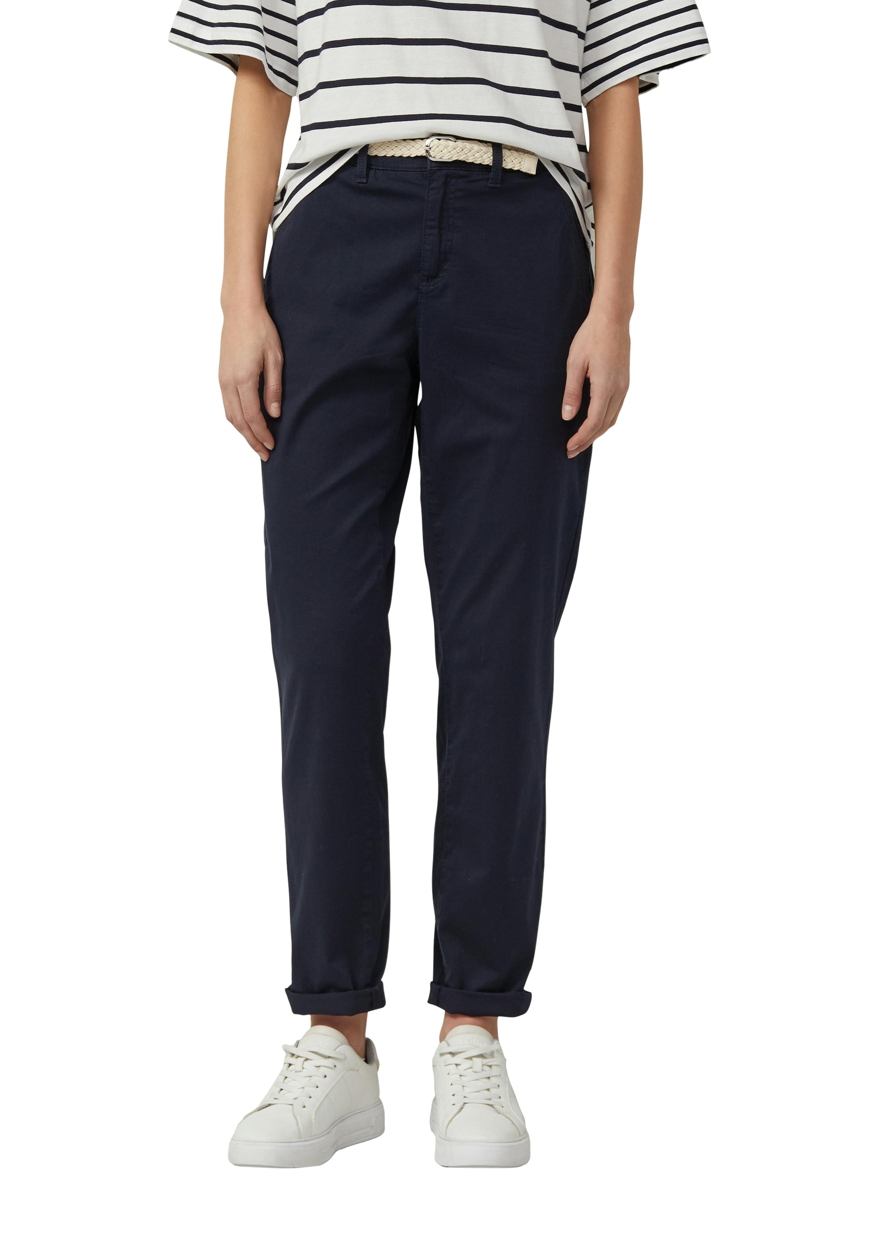 Chinohose S.Oliver, Damen, Gr. 42, N-Gr, Navy, Web, Obermaterial: 98% Baumwolle, 2% Elasthan. Futter: 100% Baumwolle, Unifarben, Regular Fit KnöChellang, Hosen Chinohose, Mit GüRtel, Topseller