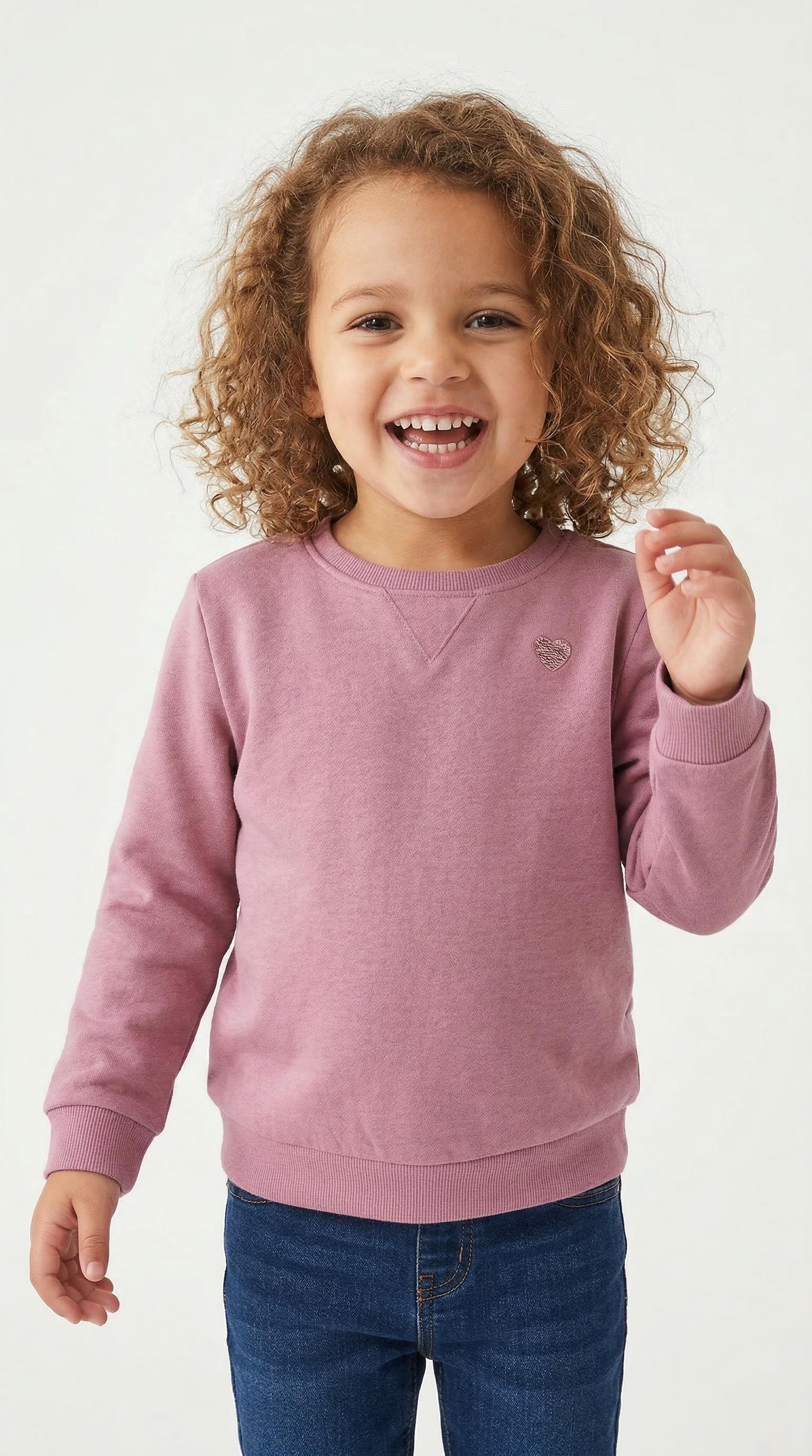 Sweatshirt Name It "Nmfvima Ls Sweat Bru Noos", MäDchen, Gr. 104, Mauve Orchid (Blank), Angeraute Sweatware, Obermaterial: 60% Baumwolle, 40% Polyester, Meliert, Unifarben, Basic Normal, Rundhals, RippbüNdchen, Sweatshirts Sweatshirt