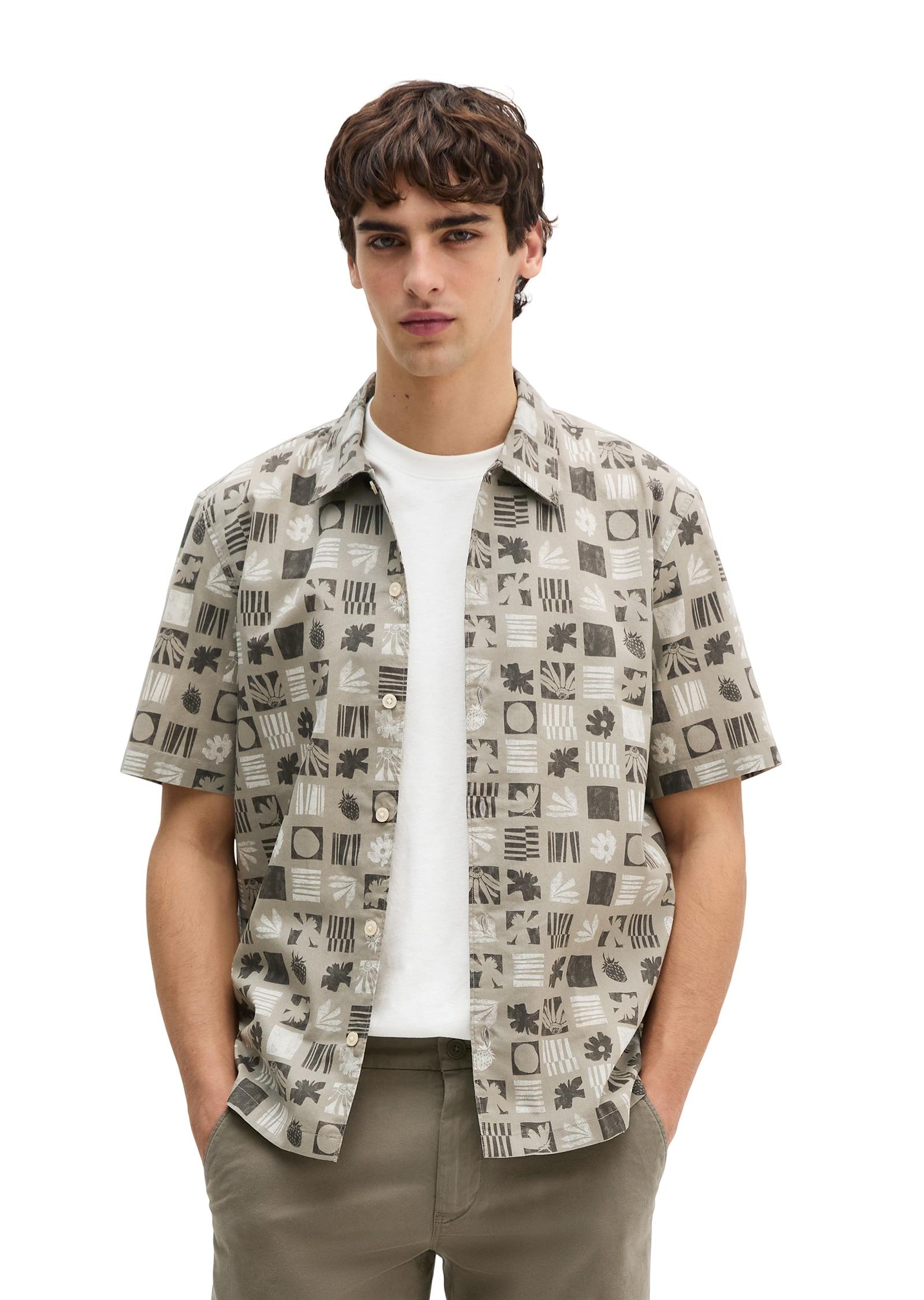 Kurzarmhemd Marc O'polo "Aus Bio-Baumwoll-Popeline", Herren, Gr. Xl, NormalgrößEn, Medium Braun, Obermaterial: 100% Baumwolle, Bedruckt, Regular Fit Normal, Normaler Saum, Hemden