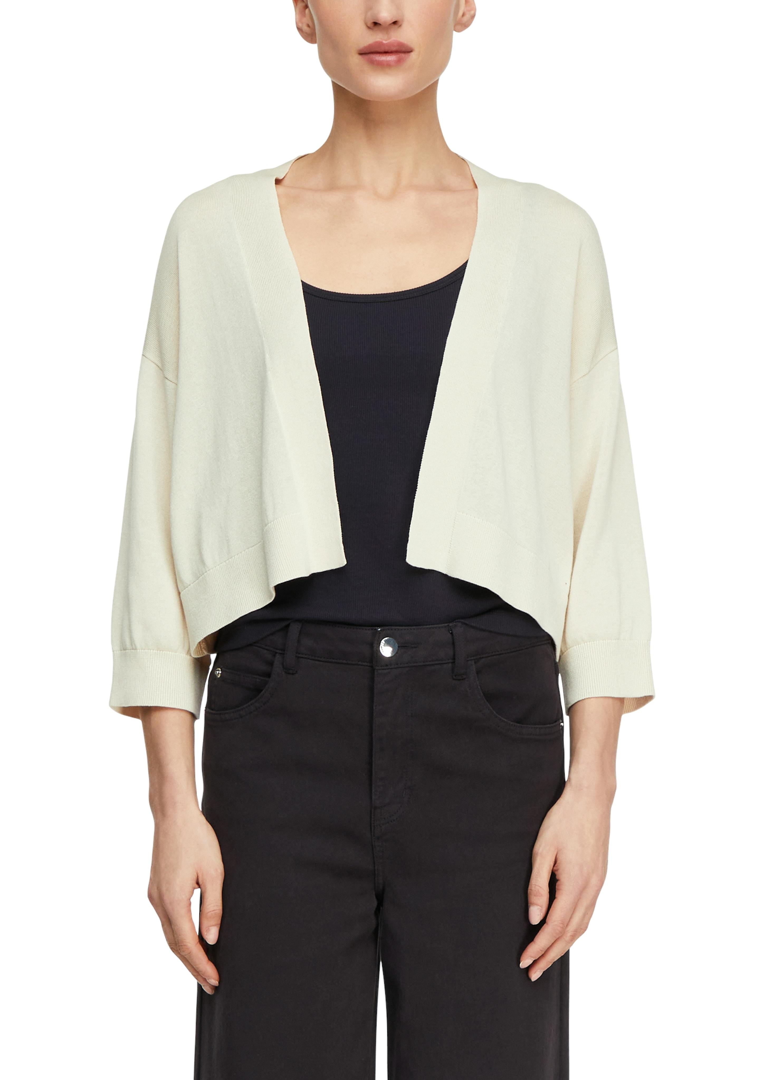 Strickjacke Comma, Damen, Gr. L (40), Vanilla, Strick, Obermaterial: 66% Lyocell, 34% Baumwolle, Unifarben, Regular Fit Normal, Ohne Ausschnitt, BüNdchen, Strickjacken Strickjacke, Mit BüNdchen