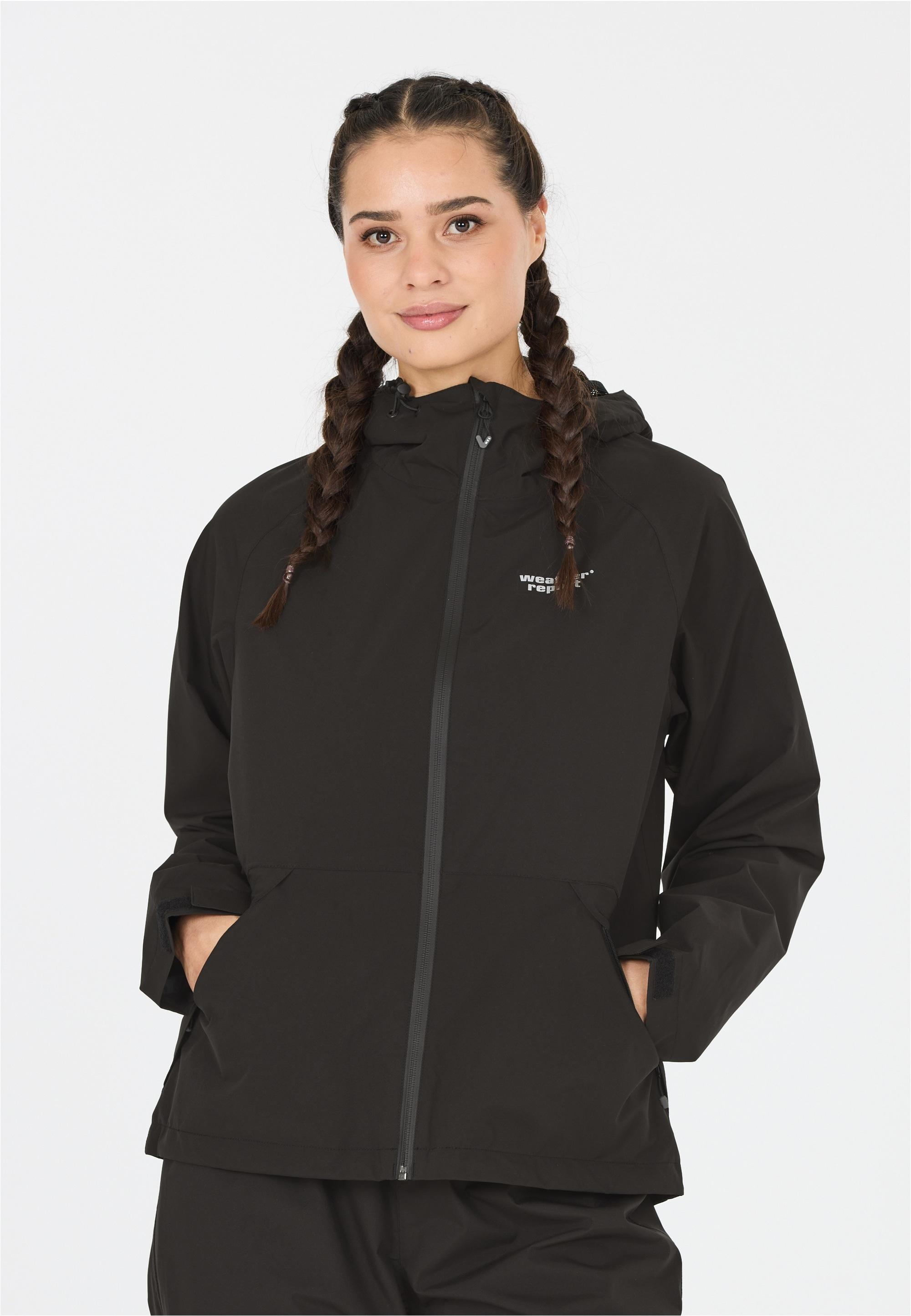 Outdoorjacke Weather Report "Gust", Damen, Gr. 38, Schwarz, Grau, 100% Polyester, Unifarben, Normal, Hoch Geschlossener Ausschnitt, Jacken Outdoorjacke, Mit Getapten NäHten