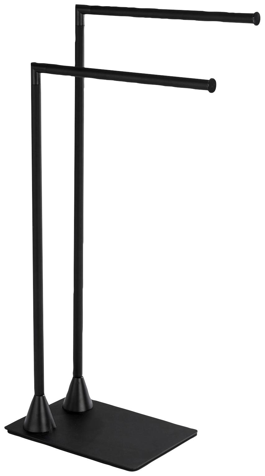 Handtuchständer WENKO "Hella", schwarz, B:43,5cm H:78,5cm T:20cm, Stahl, Handtuchhalter, Handtuchständer, aus Stahl mit 2 Stangen, für Handtücher und Kleidung