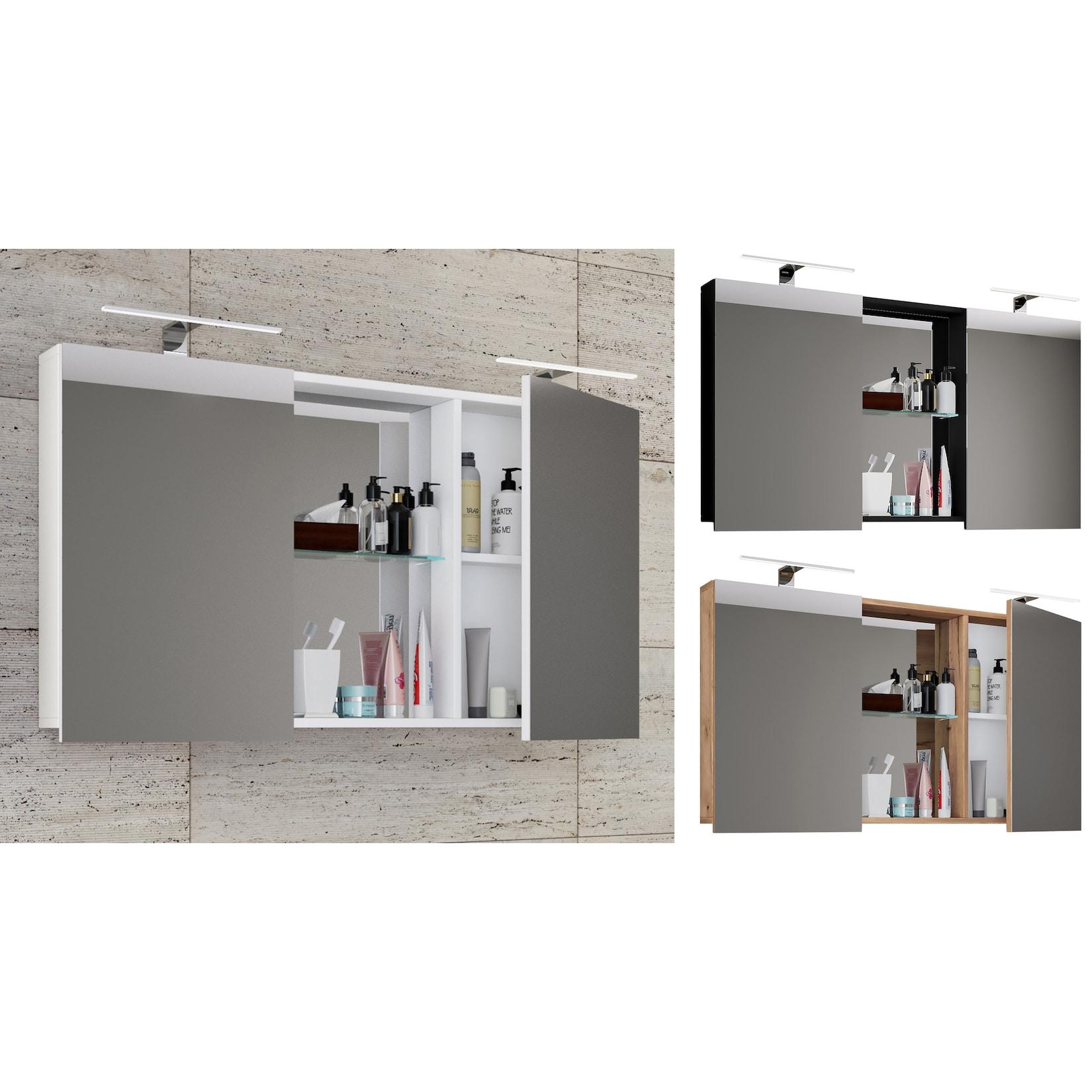 Vcm Badschrank Zeitlos MaßE Ca. H. 59 X B. 112 Cm T. 12 Cm Zwei DrehtüRen Mit AblagefäCher Spiegelschrank - Budasi