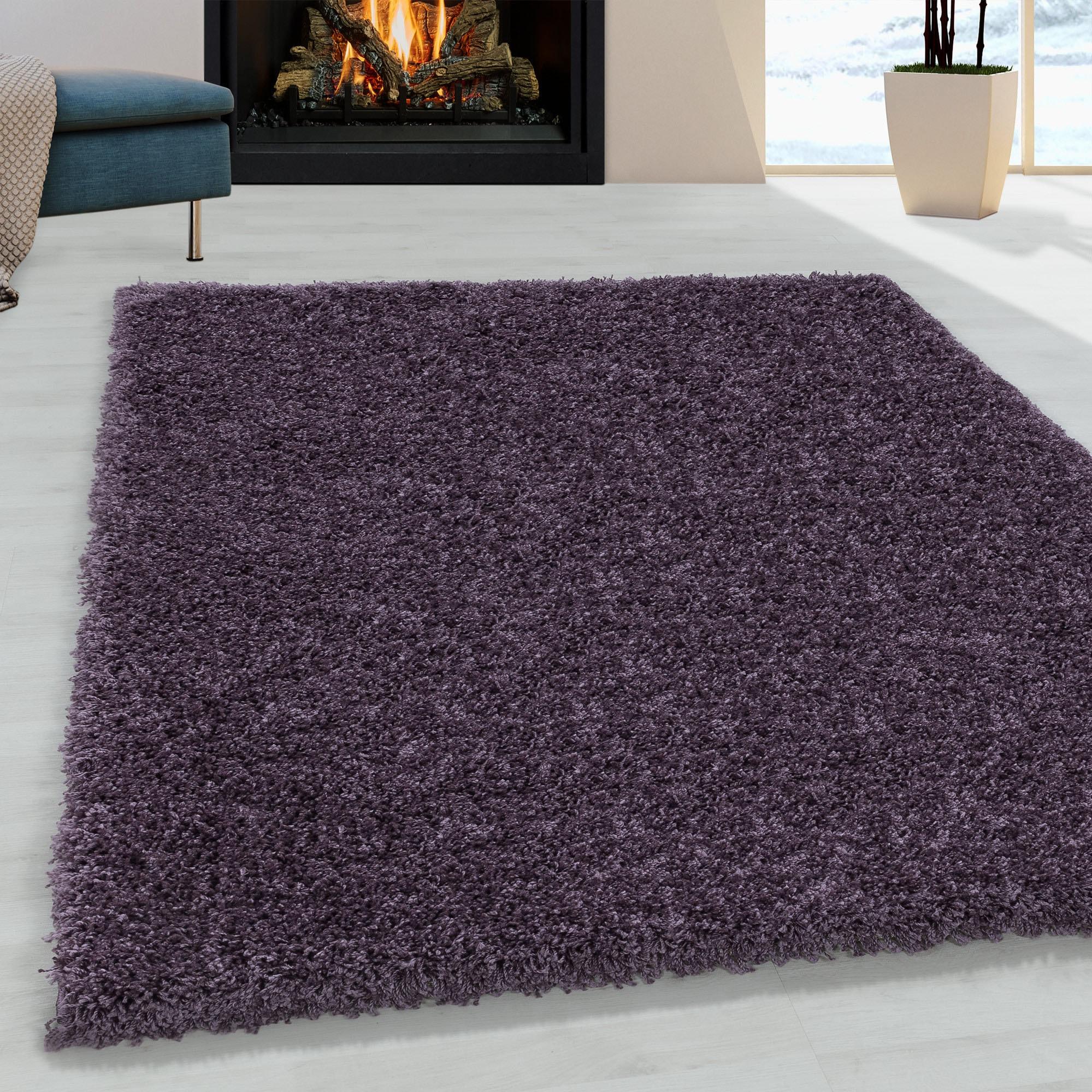 Hochflor-Teppich Ayyildiz Teppiche "Sydney 3000", Lila (Violett), B:80Cm H:30Mm L:150Cm, Polypropylen (Pp), Teppiche, Shaggy, Langflor, Uni, Auch In Rund, Wohnzimmer