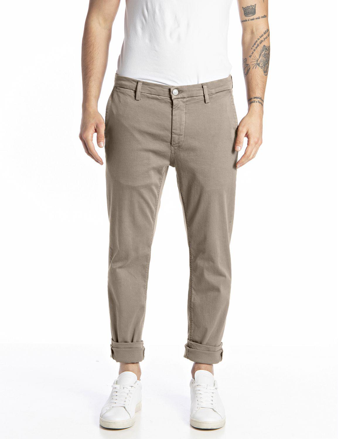 Chinohose Replay "Zeumar", Herren, Gr. 32, LäNge 32, Beige (Sand), Web, Obermaterial: 91% Baumwolle, 6% Elastomultiester, 3% Elasthan, Unifarben, Slim Fit Normal, Hosen Chinohose, Slim Fit