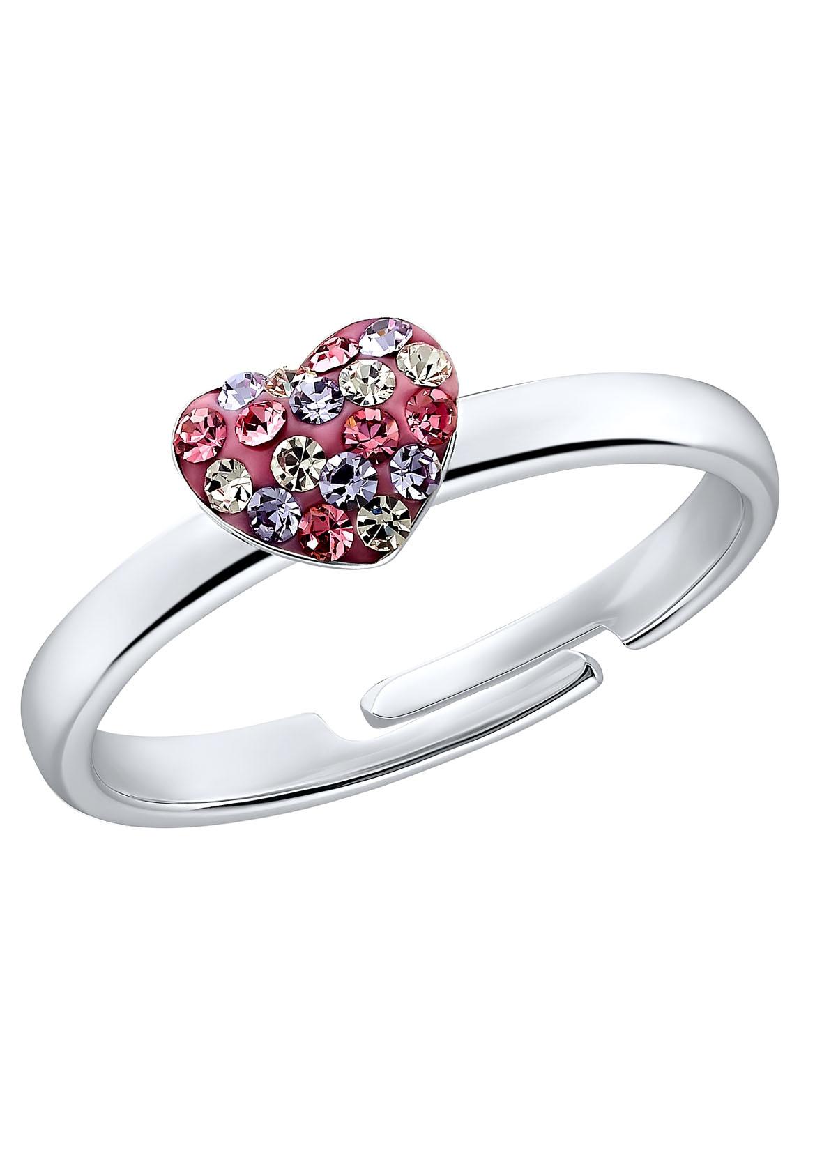 Silberring Prinzessin Lillifee "Herz", Pink (Silberfarben, Lila, Rosa, Kristallweiß), Fingerringe, Damen, 1,14 G, Silber 925 (Sterlingsilber), 1,9Mm, Silberring, Mit Preciosa Crystal