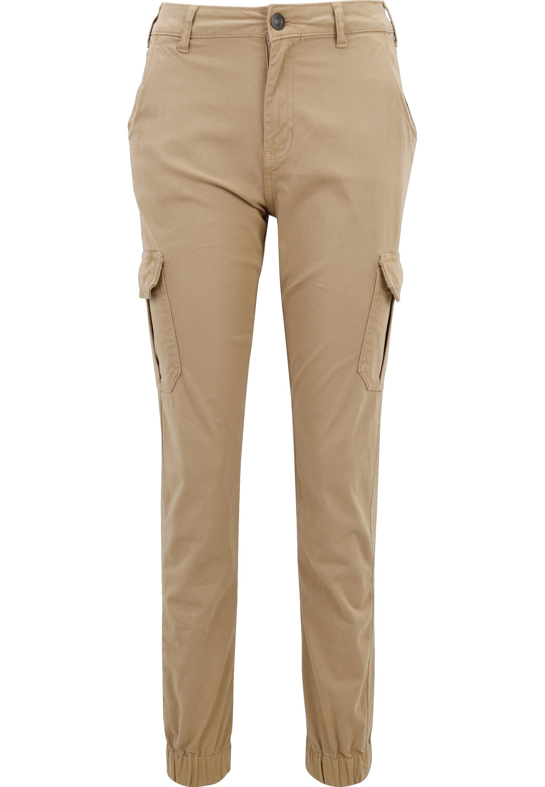 Cargohose Urban Classics "Urban Classics Damen Ladies High Waist Cargo Pants", Damen, Gr. 29, NormalgrößEn, Softtaupe, 98% Baumwolle, 2% Elasthan, Unifarben, Normal, Hosen Cargohose