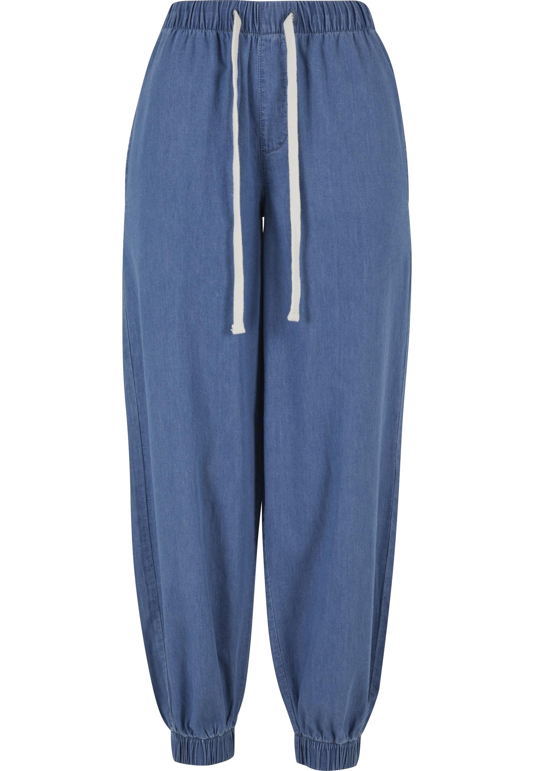 Jogginghose Urban Classics "Urban Classics Damen Ladies Light Denim Jogpants", Damen, Gr. Xs, Us-GrößEn, Skyblau Washed, 100% Baumwolle, Unifarben, Loose Fit, Hosen Jogginghose