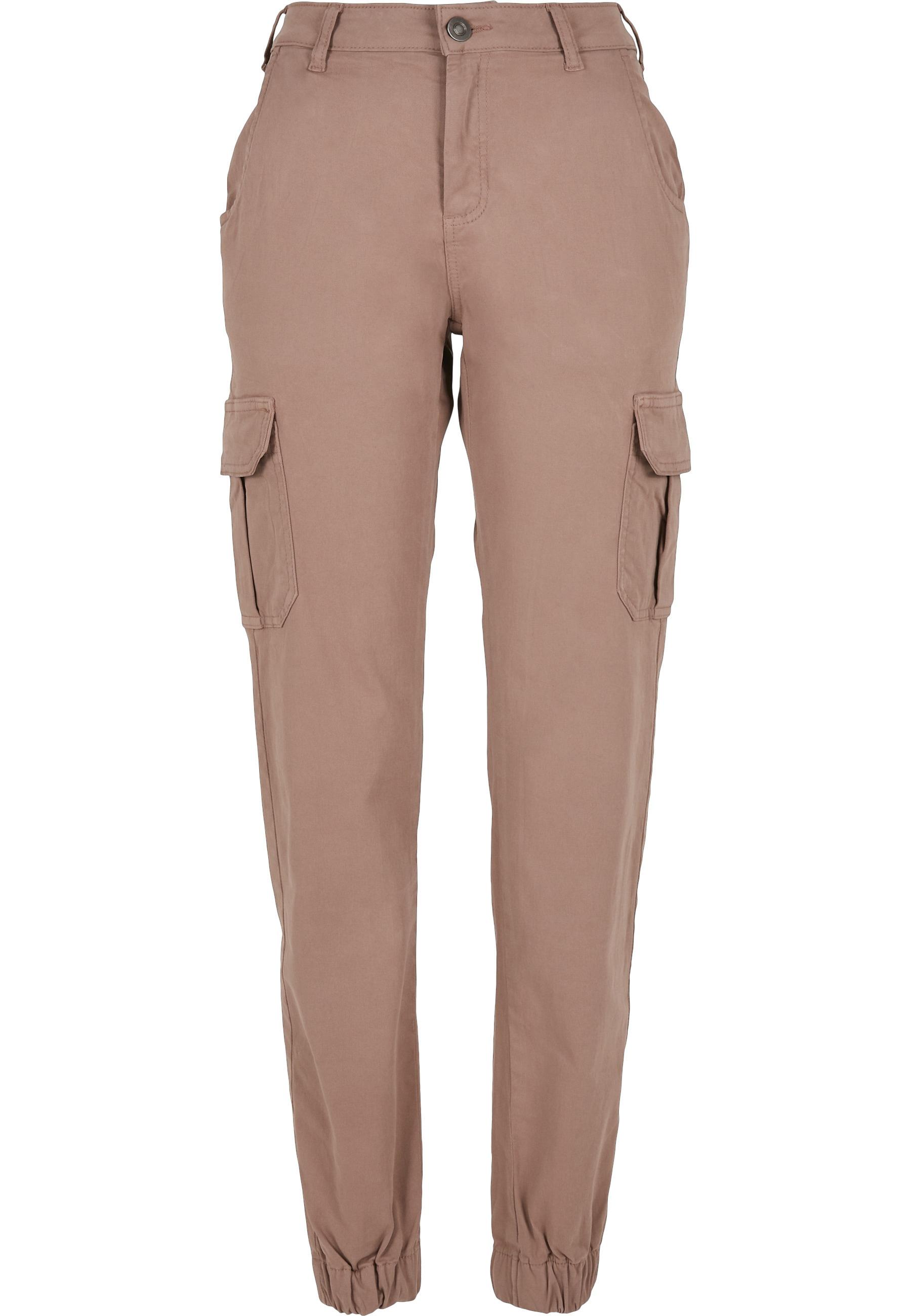 Cargohose Urban Classics "Urban Classics Damen Ladies High Waist Cargo Pants", Damen, Gr. 27, NormalgrößEn, Duskrose, 98% Baumwolle, 2% Elasthan, Unifarben, Normal, Hosen Cargohose