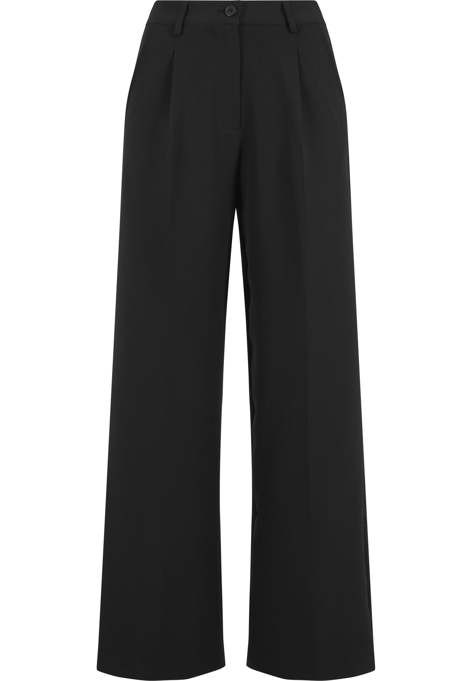 Stoffhose Urban Classics "Urban Classics Ladies Wide Leg Trousers", Damen, Gr. 31, NormalgrößEn, Schwarz, 94% Polyester, 6% Elasthan, Unifarben, Relaxed Fit, Hosen Stoffhose