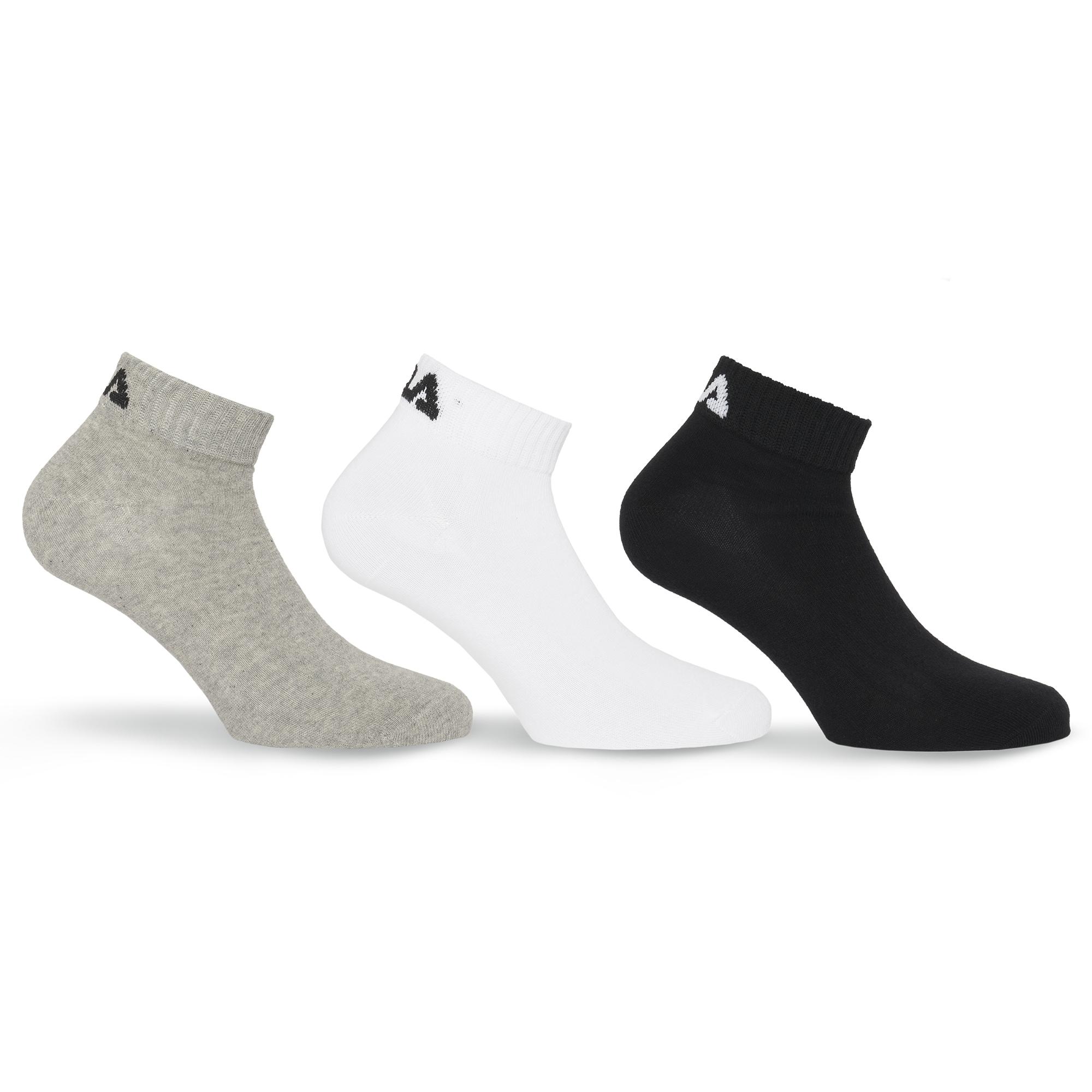 Kurzsocken Fila "Unisex Invisible Plain Socks", Damen, Gr. 39-42, Schwarz (Schwarz, Grau, Weiß), Baumwolle, Elasthan, Polyester, Bedruckt, Unifarben, Elastisch, Socken, Mit Logostickerei