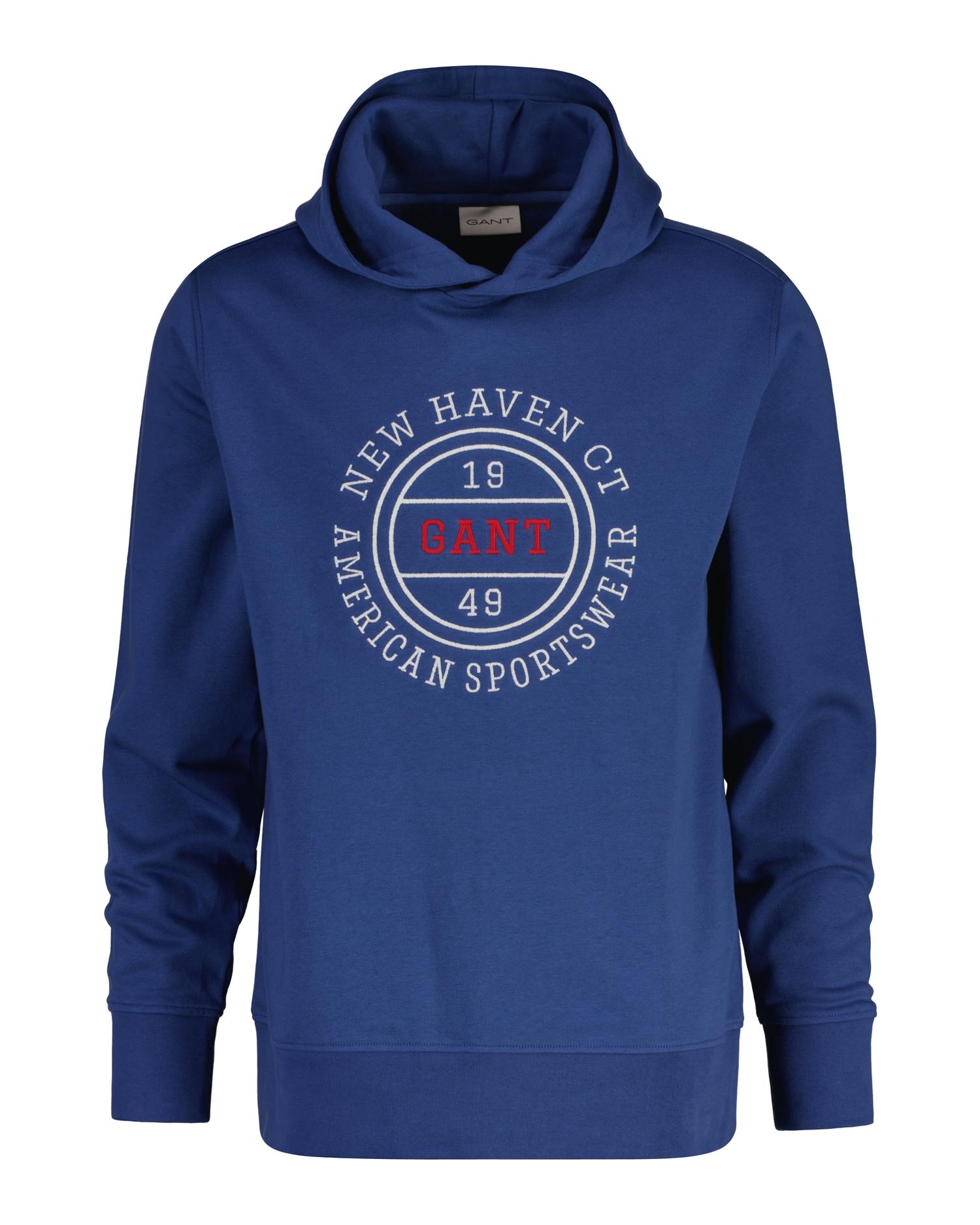 Kapuzensweatshirt Gant "Graphic Hoodie", Herren, Gr. Xl, Blau (Vintage Blau), Sweatware, Obermaterial: 80% Baumwolle, 20% Polyester, Unifarben, Regular Fit Normal, Rundhals, Eingesetzt RippbüNdchen, Sweatshirts, Regular Fit Mit Kapuze