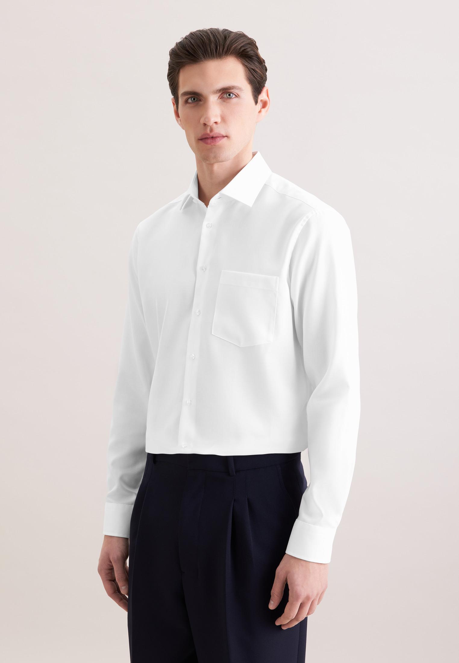 Businesshemd Seidensticker "Schwarze Rose", Herren, Gr. Xl (43), Normale ÄRmelläNgen, Weiß, 100% Baumwolle, Unifarben, Regular Fit, 2-Knopf-Manschette, Hemden, Regular 1/1 Kentkragen Uni