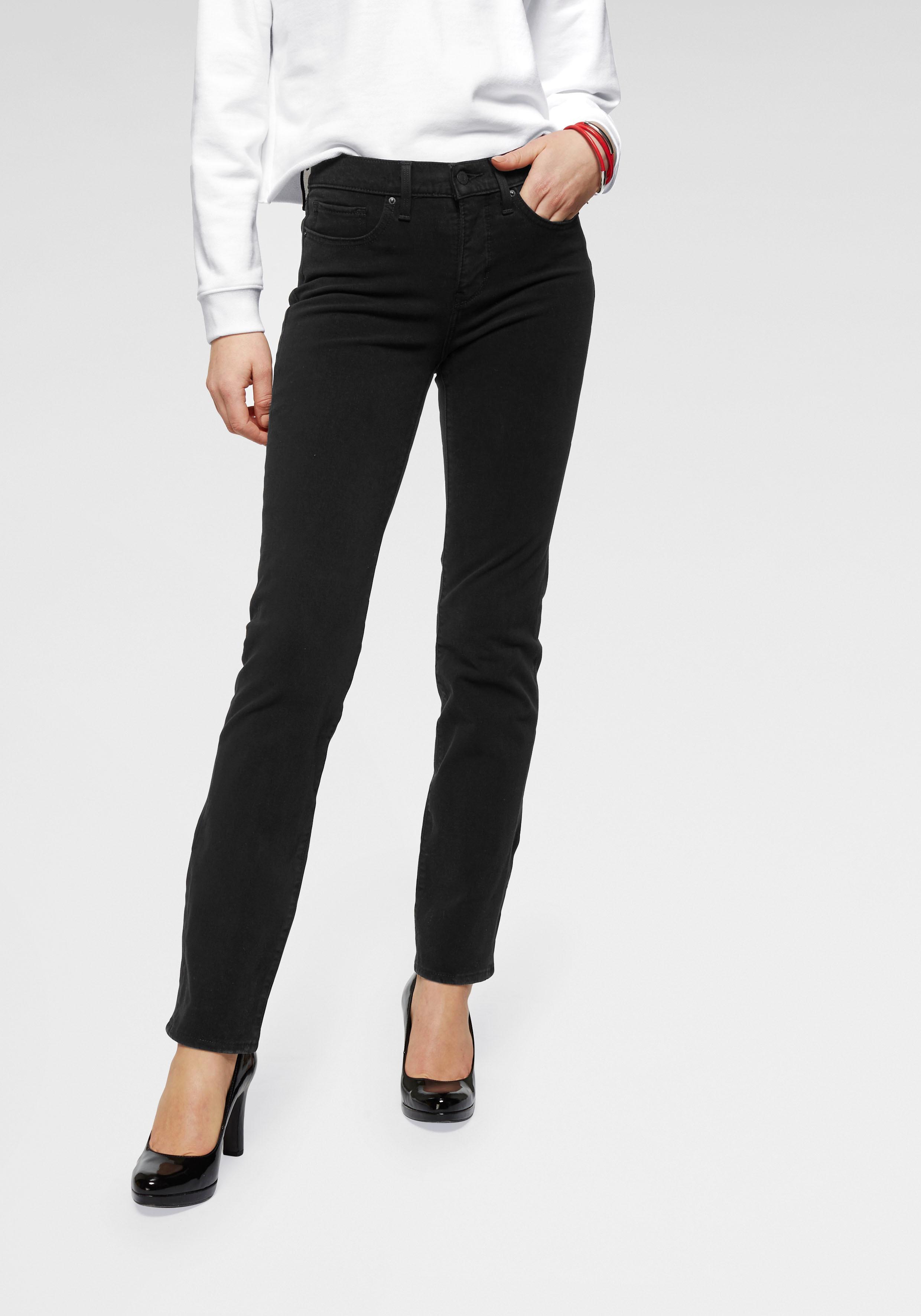 Gerade Jeans Levi's "314 Shaping Straight", Damen, Gr. 31, LäNge 30, Schwarz (Schwarz, Used), Denim/Jeans, Obermaterial: 78% Baumwolle, 21% Polyester, 1% Elasthan, Unifarben, Gerade Lang, Jeans, Mit Stretch, Topseller