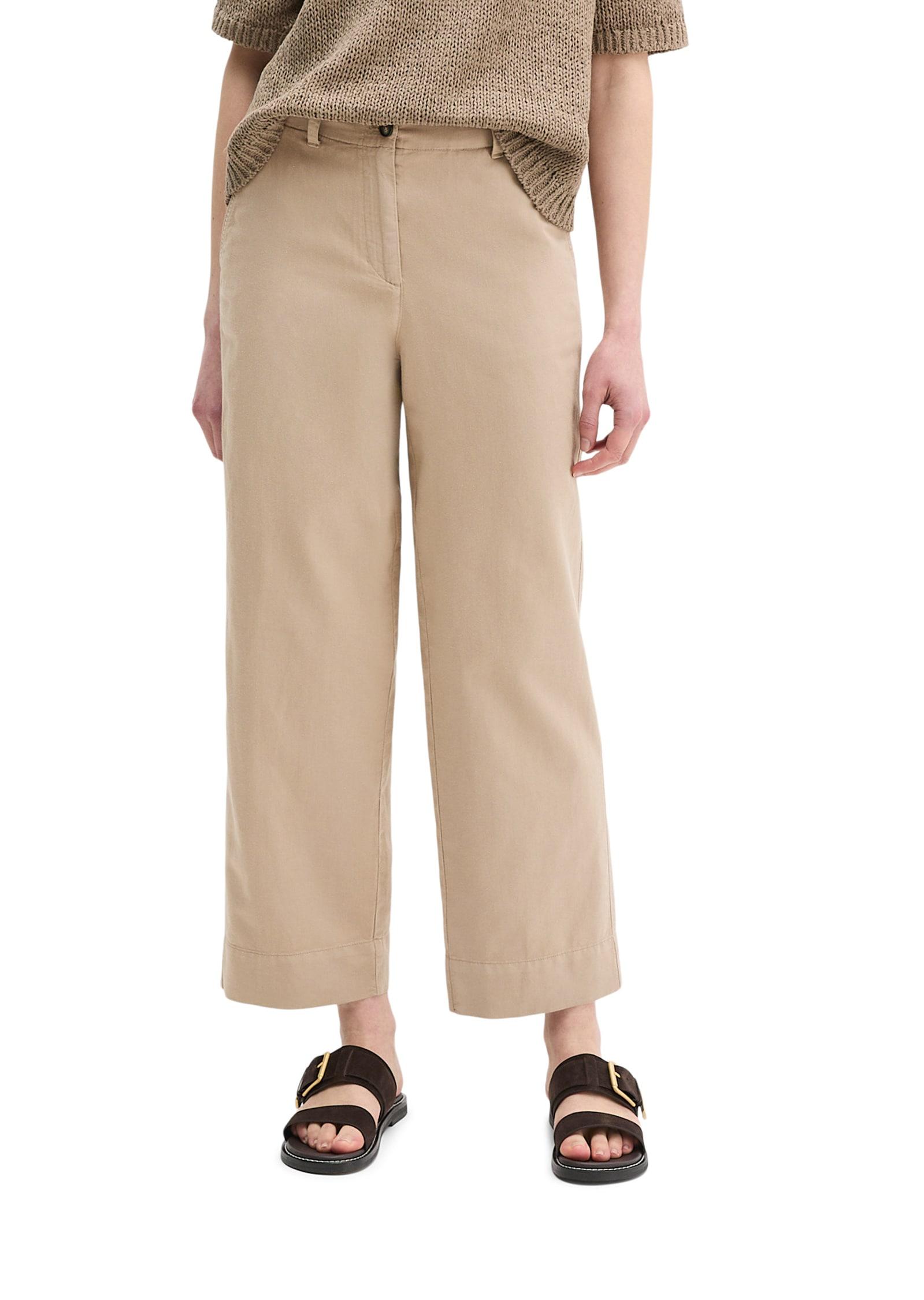 Chinohose Marc O'polo "Aus Organic Cotton-Lyocell-Leinen-Mix", Damen, Gr. 40, NormalgrößEn, Earthy Taupe, Twill, Obermaterial: 54% Baumwolle, 23% Lyocell, 23% Leinen, Unifarben, Loose Fit Kurz, Hosen Chinohose
