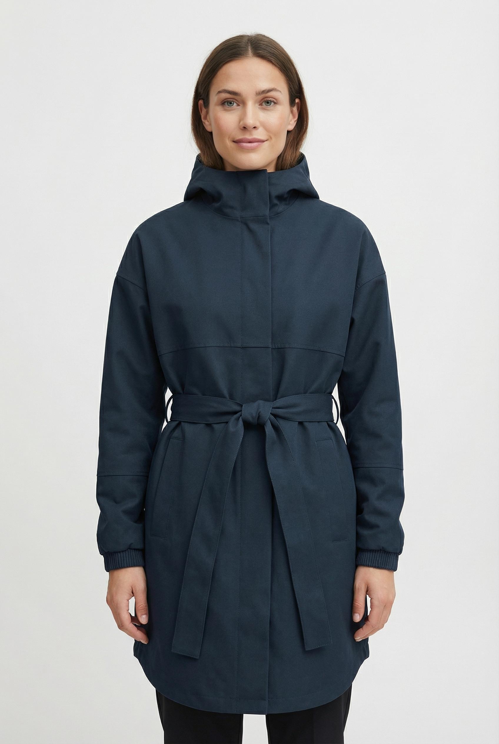 Anorak Freequent "FQSTORM-JA-BELT", Damen, Gr. L, Salute, Web, Obermaterial: 100% Polyester, Unifarben, Normal Kniefrei, Rundhals, BüNdchen, Jacken, Mit Kapuze Und BindegüRtel
