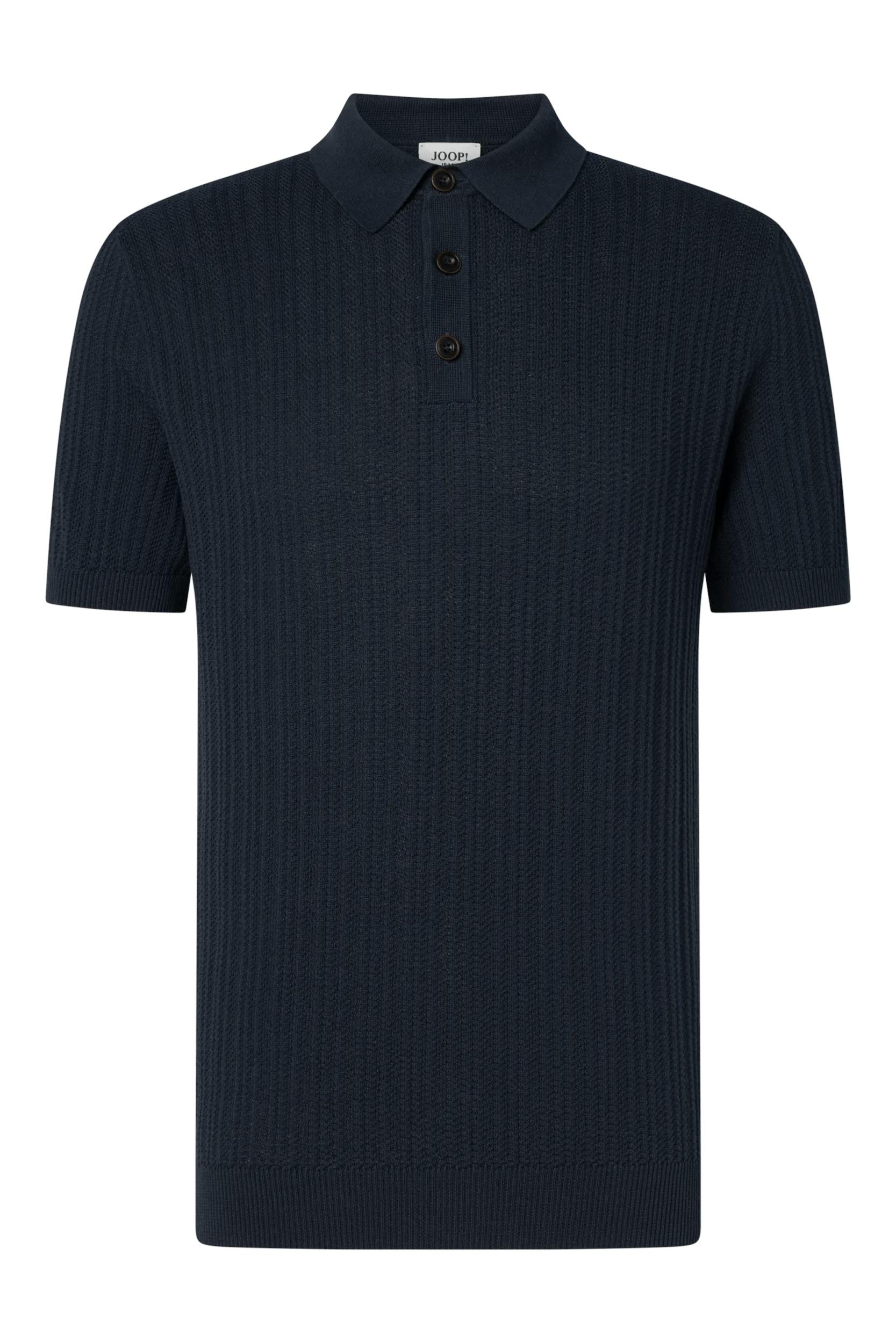 Poloshirt Joop Jeans, Herren, Gr. L, Blau (Dunkelblau), Strick, Obermaterial: 100% Baumwolle, Normal Normal, RippbüNdchen, Shirts