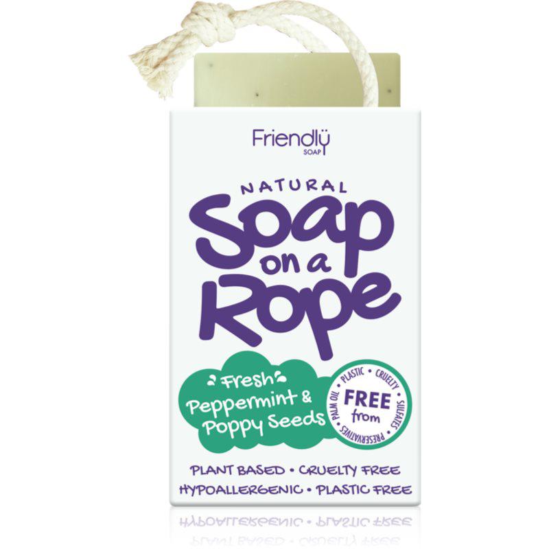 Friendly Soap Soap on a Rope Peppermint & Poppy Seeds Natuurlijke Zeep aan een touwtje 95 g