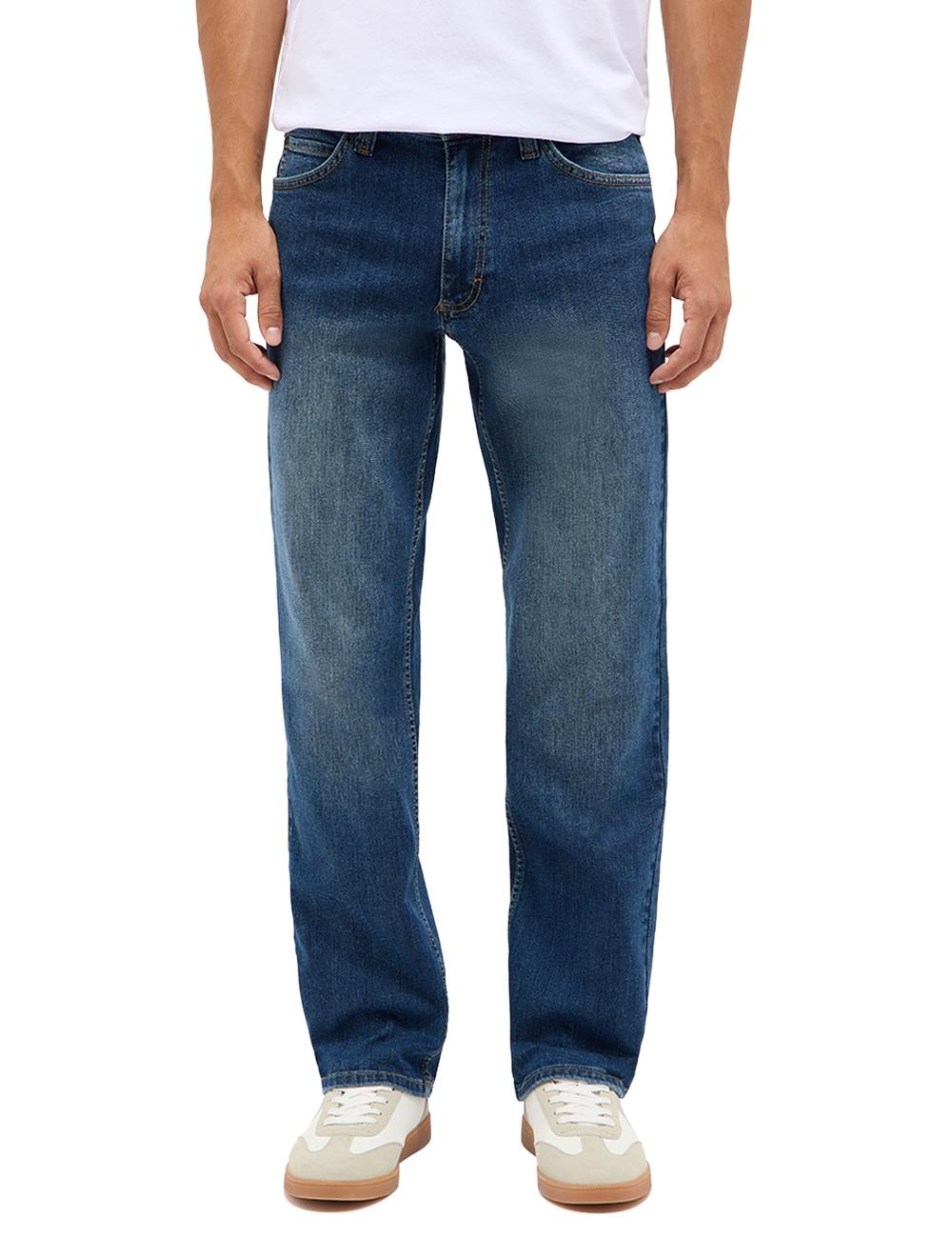 Straight-Jeans Mustang "Herren Style Tramper Straight", Herren, Gr. 32, LäNge 32, Blau (771 Mittelblau), Denim/Jeans, 99% Baumwolle, 1% Elasthan, Unifarben, Straight Fit, Jeans Straight-Jeans