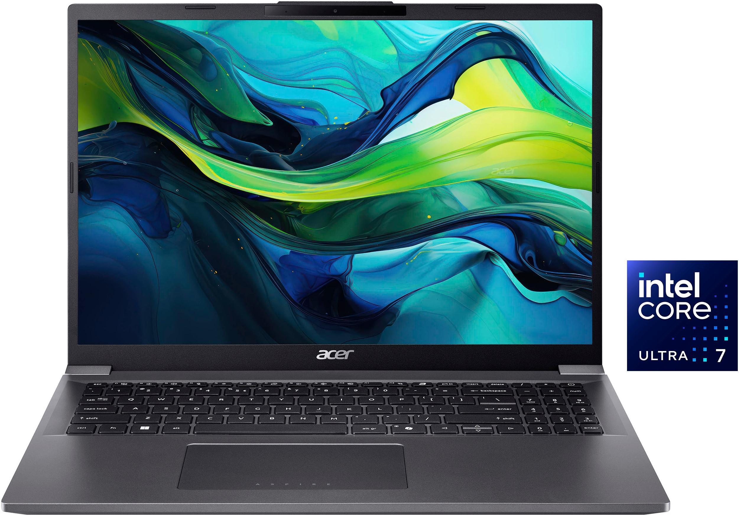 ACER Notebook "Aspire 16 A16-71M", grau (steel grau), 16 GB RAM 512 GB SSD, Core Ultra 7, Windows11Home64Bit, Notebooks, Notebook