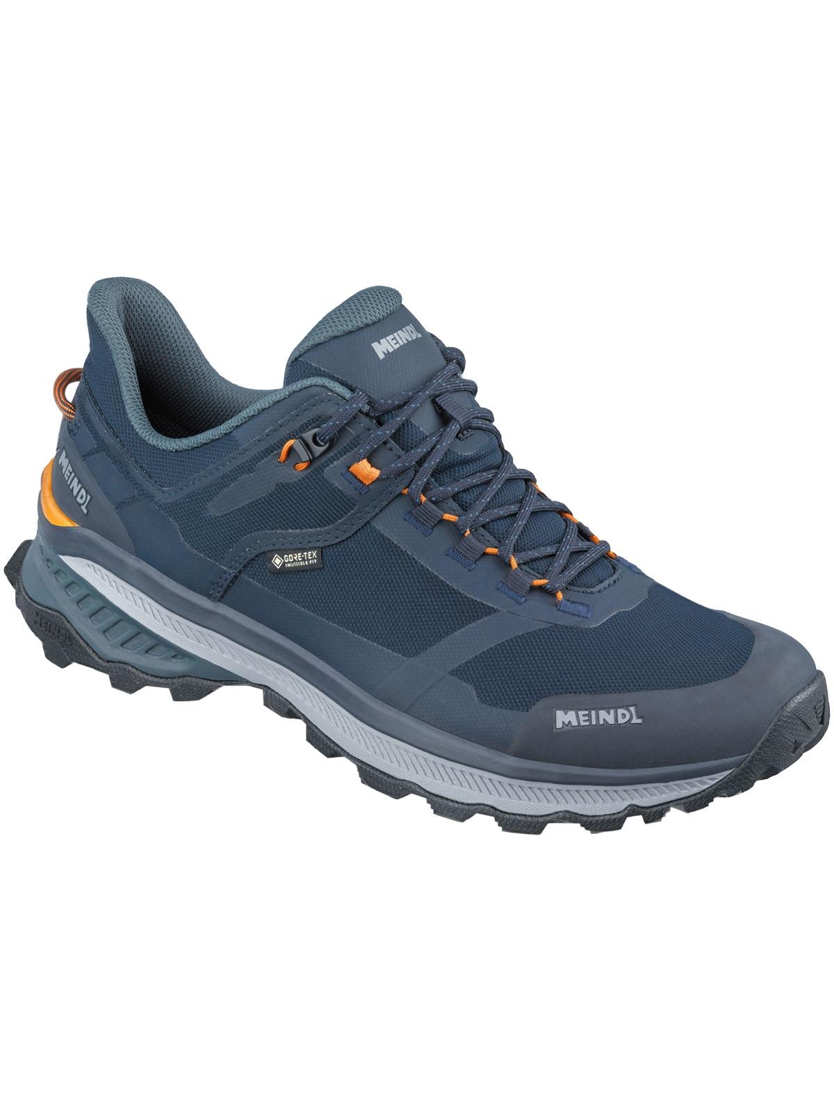 Wanderschuh MEINDL "Tahoma GTX", Herren, Gr. 47, Normalschaft, marine, orange, Mesh, unifarben, Schuhe Wanderschuh, Robustes Veloursleder, top Passform & Grip für jede Tour