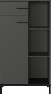 Regalschrank Monaco, 3 FäCher, 2 FachböDen, 1 Schublade, 1 TüR Mit Griffen, B 640 X T 340 X H 1200 Mm, Holz/Metall, Graphit/Schwarz