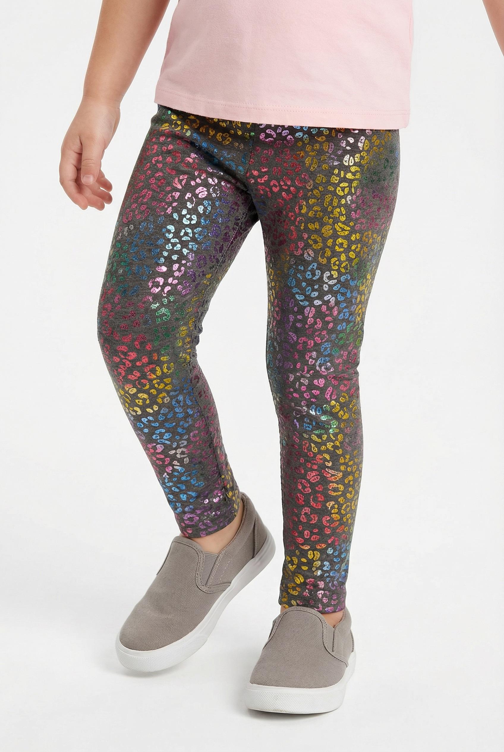 Strickleggings Happy Girls, MäDchen, Gr. 98, N-Gr, Grau (Anthrazit), Feinstrick, Obermaterial: 60% Polyester, 35% Baumwolle, 5% Elasthan, Bedruckt, Slim Fit Normal, Hosen Strickleggings, Im Bunten Allover