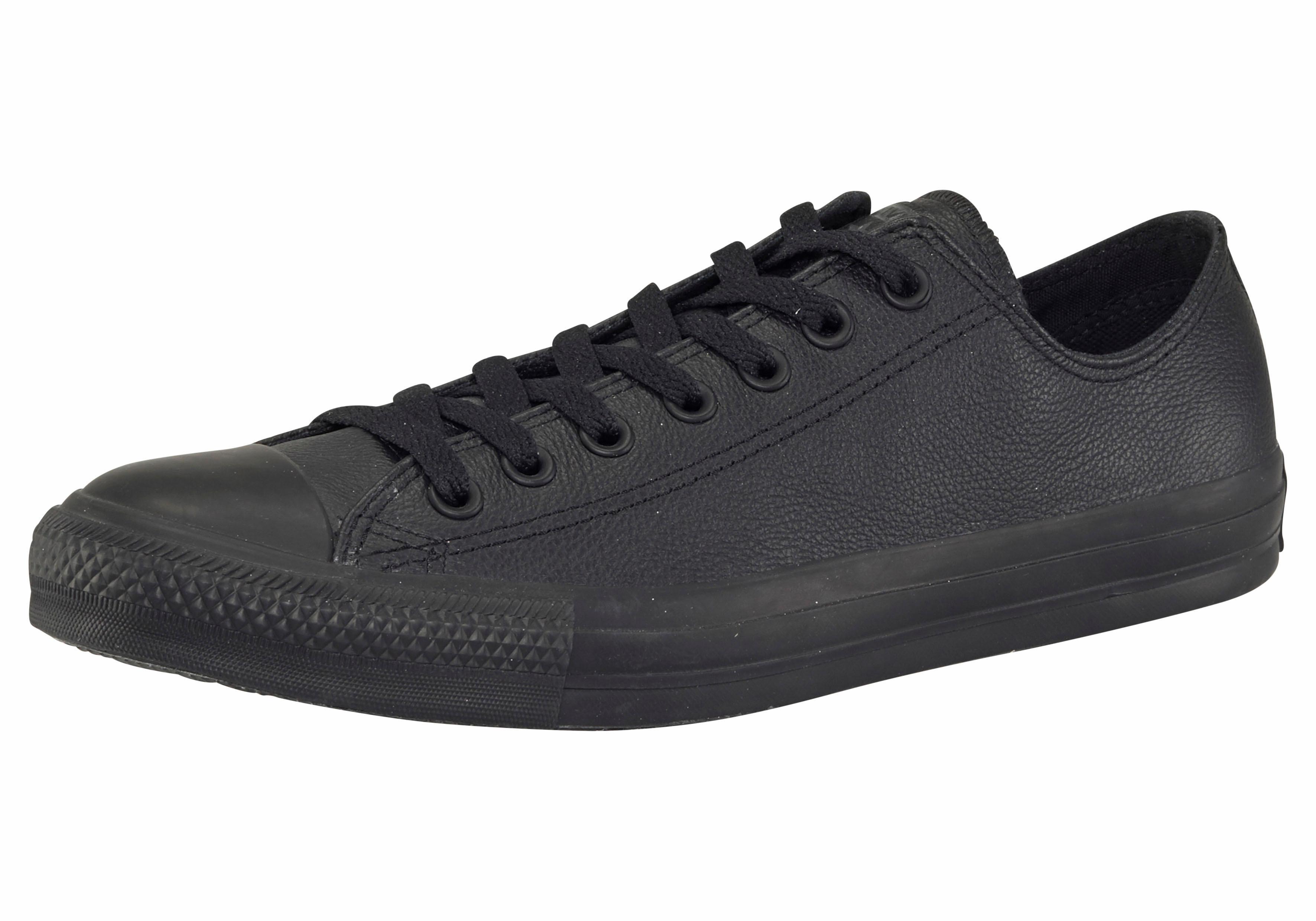 Sneaker Converse "Chuck Taylor Basic Leather Ox Monocrome", Gr. 36, Schwarz, Leder, Schuhe Skaterschuh Canvassneaker Sneaker Low