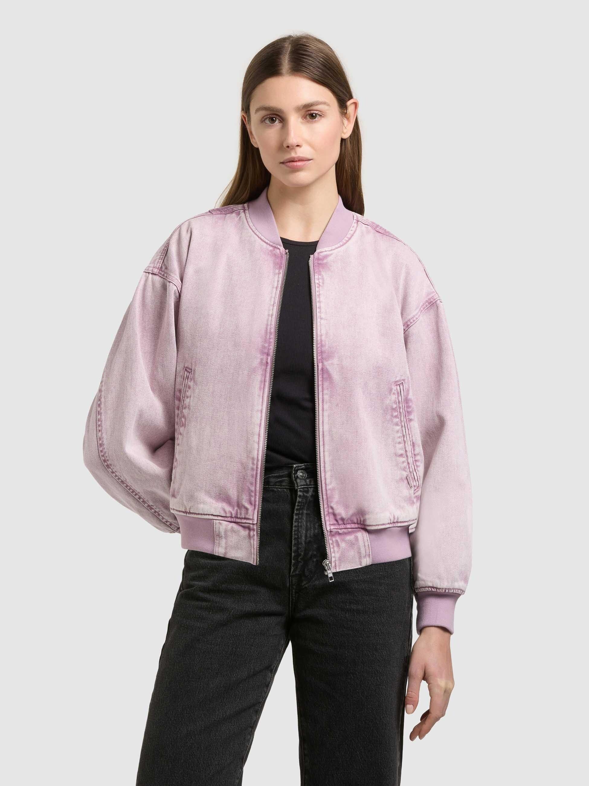 Jeansjacke Khujo "Clara", Damen, Gr. M, Violet, 100% Baumwolle, Regular Fit HüFtlang, Eingesetzt Angesetztes BüNdchen, Jacken Jeansjacke
