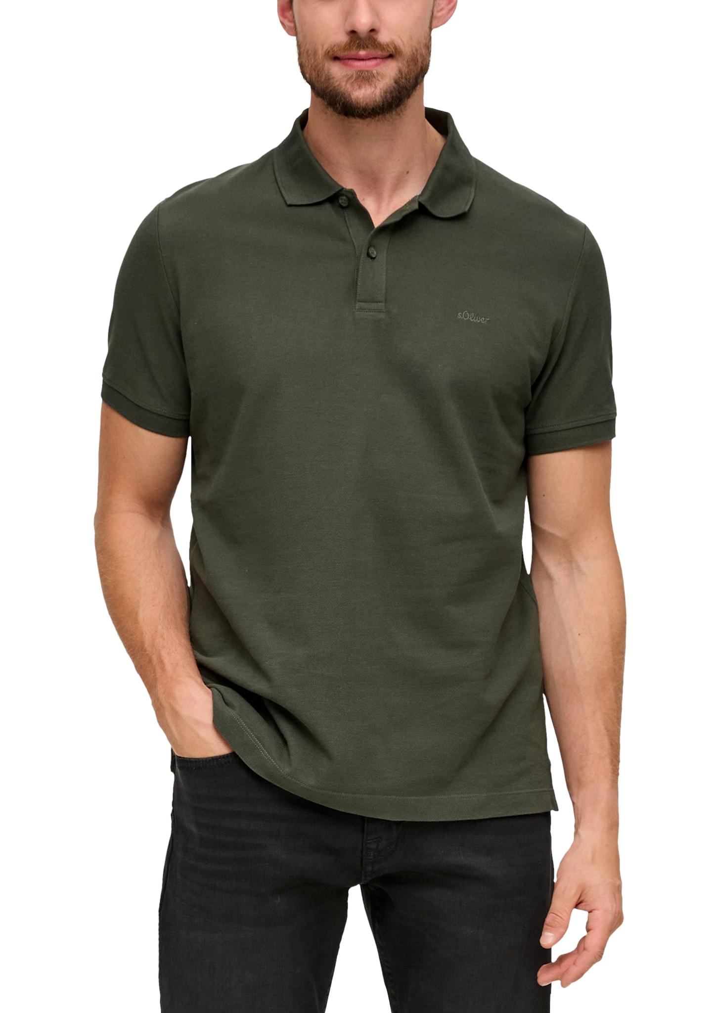Poloshirt S.Oliver, Herren, Gr. Xxl, GrüN (Olive), Jersey, Obermaterial: 100% Baumwolle, Unifarben, Regular Fit HüFtlang, Rundhals, RippbüNdchen, Shirts, Mit Logostickerei