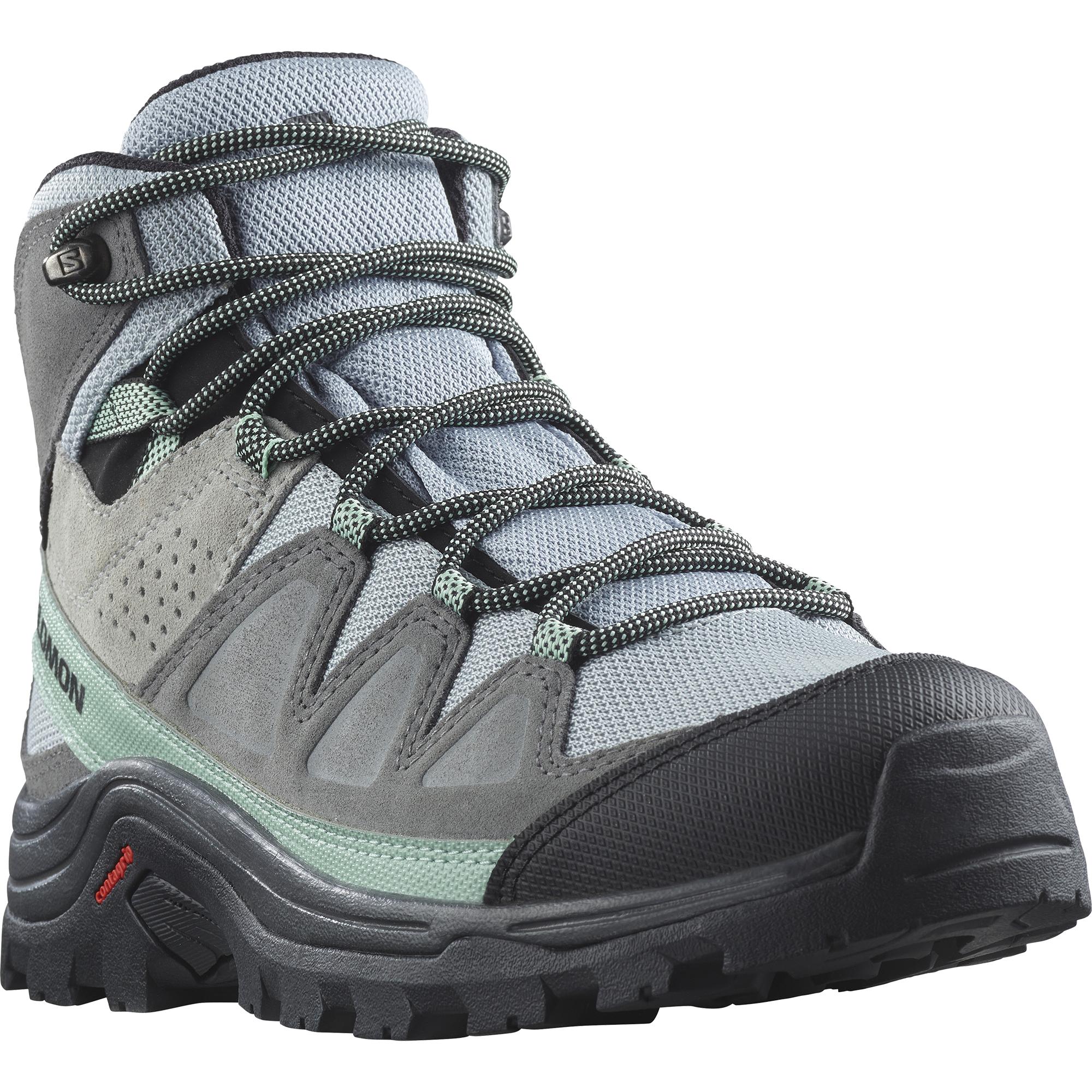 Wanderschuh SALOMON "QUEST ROVE GORE-TEX W", Damen, Gr. 39, grau (grau, mint), Leder, Textil, Schuhe Wanderschuh, Wasserdicht