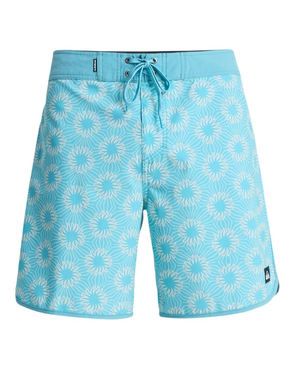 Boardshorts Quiksilver "Surfsilk Scallop 18", Herren, Gr. 31SM, Aqua Ocean Mayhem, Obermaterial: 88% Polyester, 12% Elasthan., Hosen