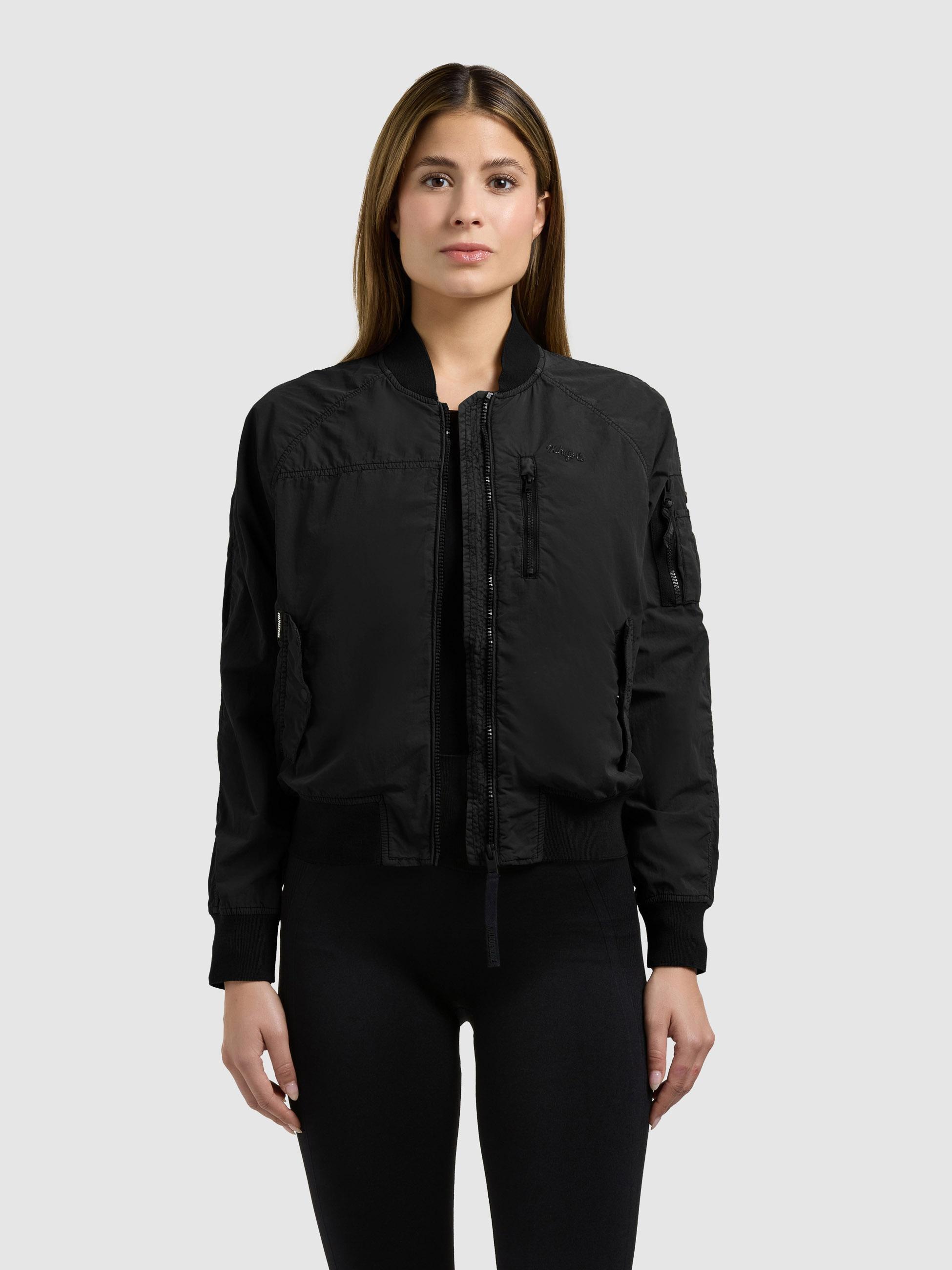 Bomberjacke Khujo "Zaria", Damen, Gr. L, Schwarz, Web, 100% Nylon, Regular Fit Ca. Mitte Oberschenkel, Eingesetzt Angesetztes BüNdchen, Jacken Bomberjacke