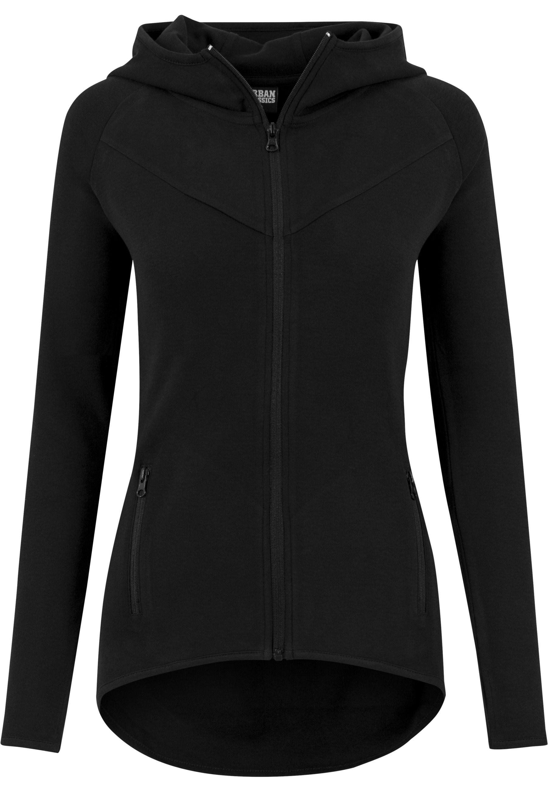 Sweatjacke Urban Classics "Urban Classics Damen Ladies Athletic Interlock Zip Hoody", Damen, Gr. S, Schwarz, 95% Baumwolle, 5% Elasthan, Unifarben, Sweatjacken Sweatjacke