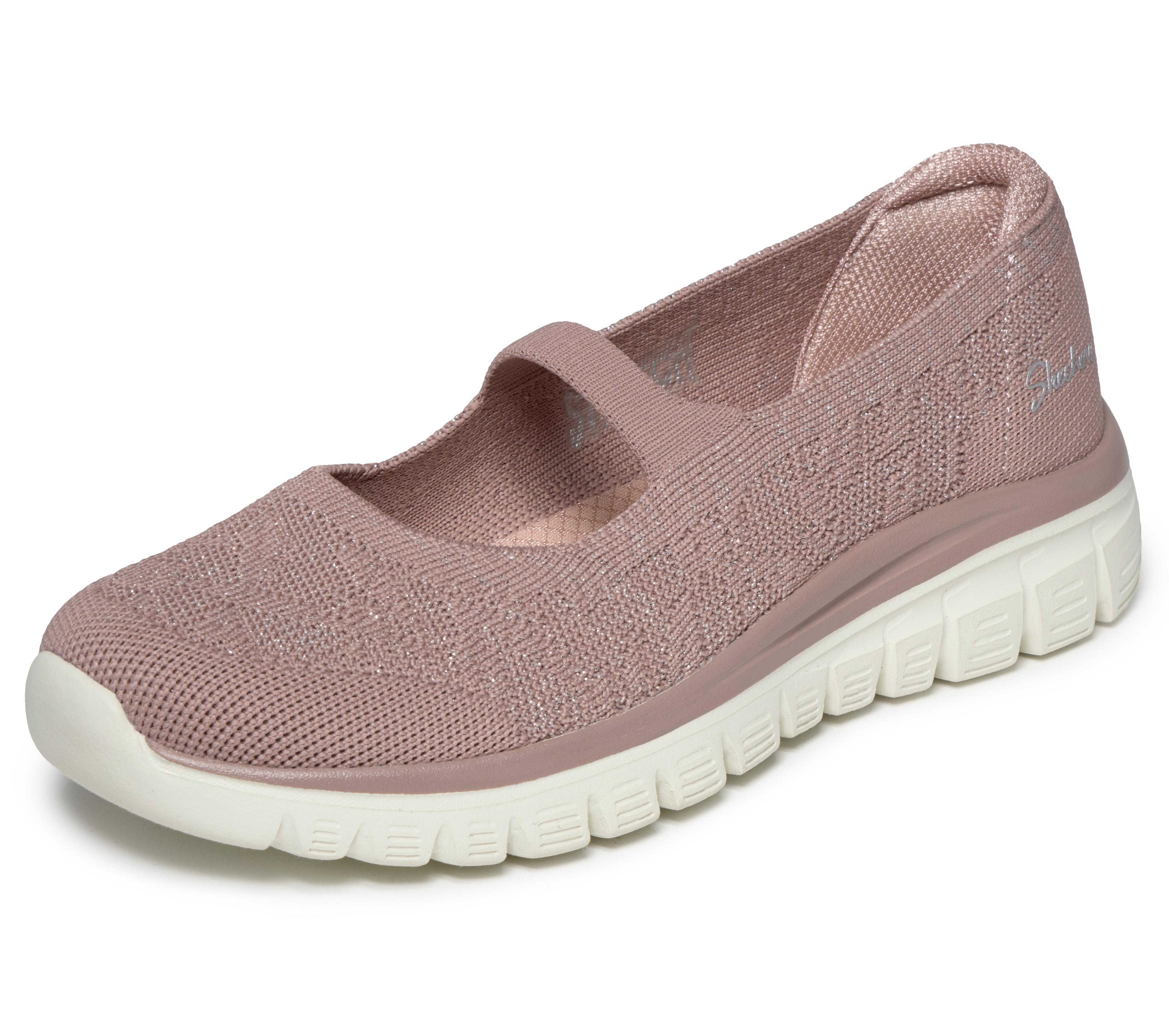 Ballerina Skechers "Graceful", Damen, Gr. 39, Mauve, Textil, Glitzer, Schuhe Ballerina, Freizeitschuh, Schlupfschuh, Slipper Mit Stretch-Fit